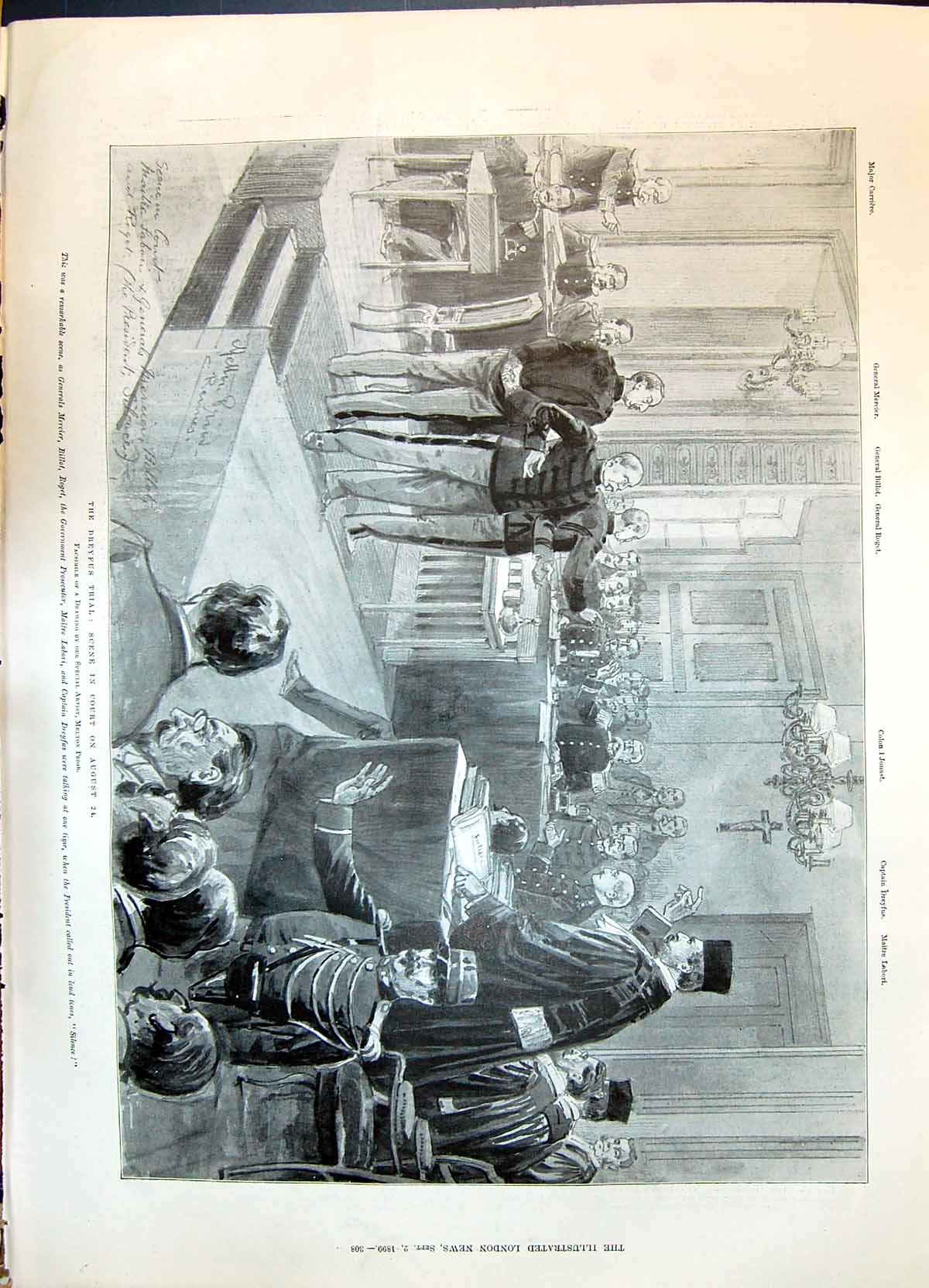 Old 1899 Dreyfus Trial Court Scene Carriere Mercier Roget Jouast Labo Victorian