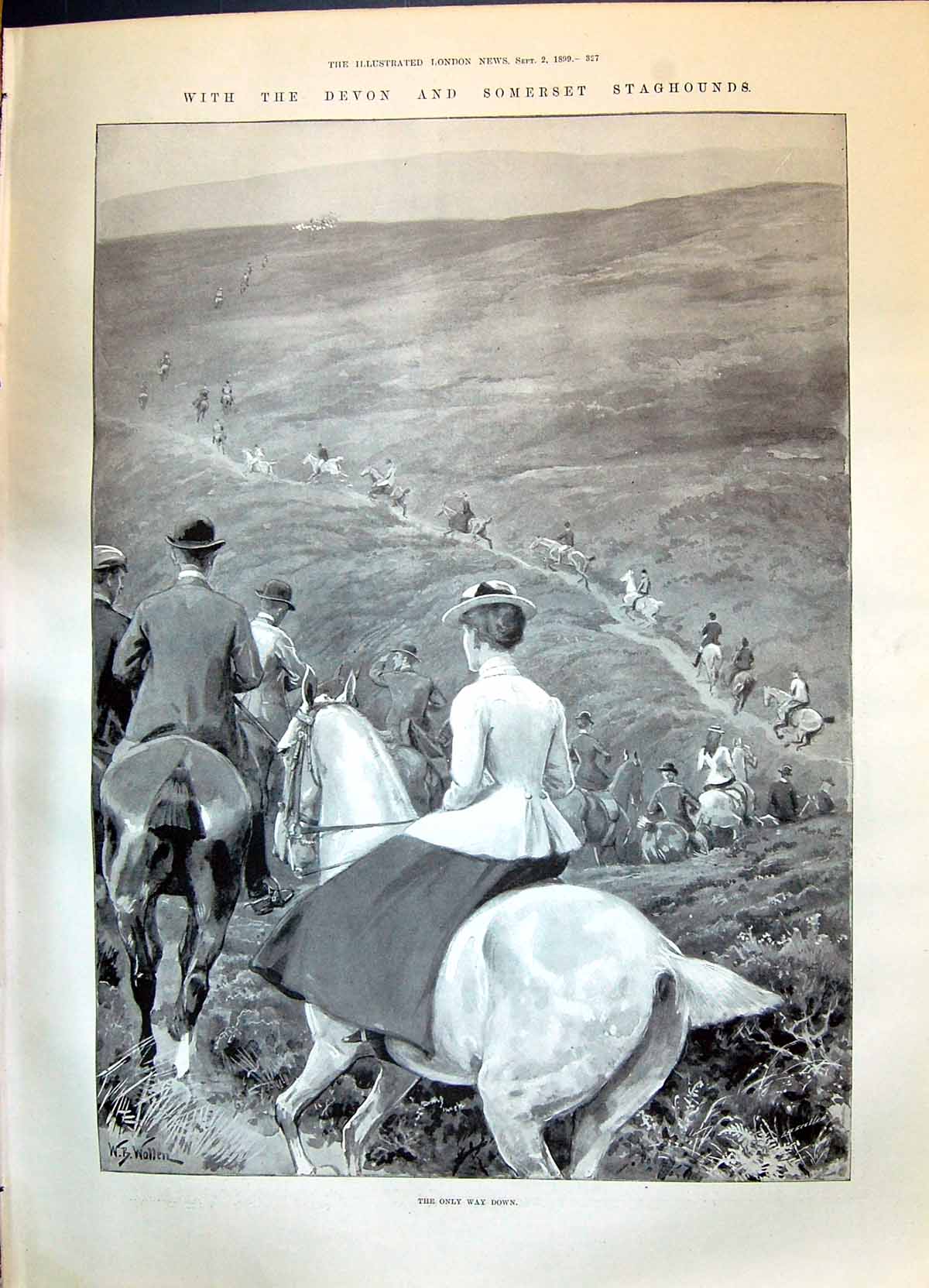 Old 1899 Devon Somerset Staghounds Hunting Dartmouth Harbour Highland Victorian