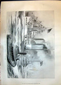 Old 1899 Anglo-American Yacht Race Scene Arrival Shamrock New York Ha Victorian