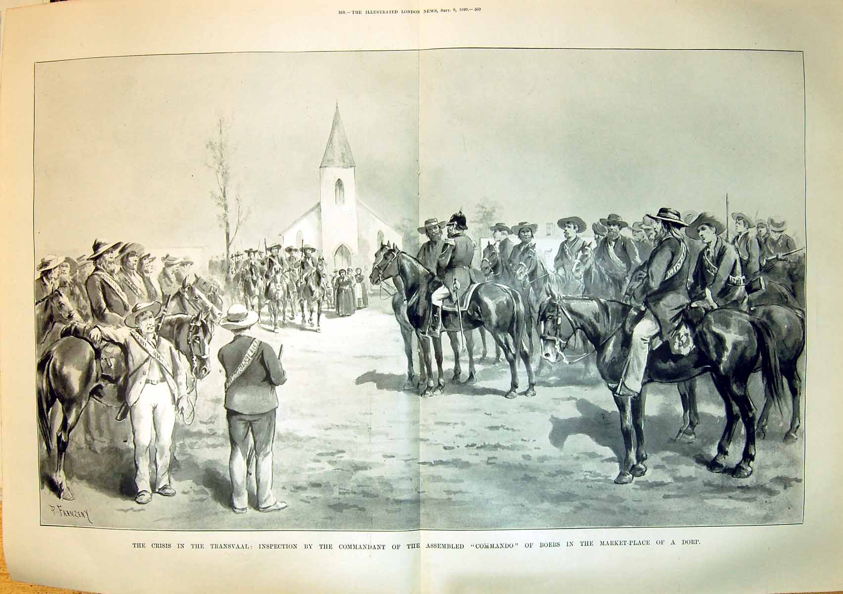 Old 1899 Crisis Transvaal Inspection Commandant Commando Boers Market 19th