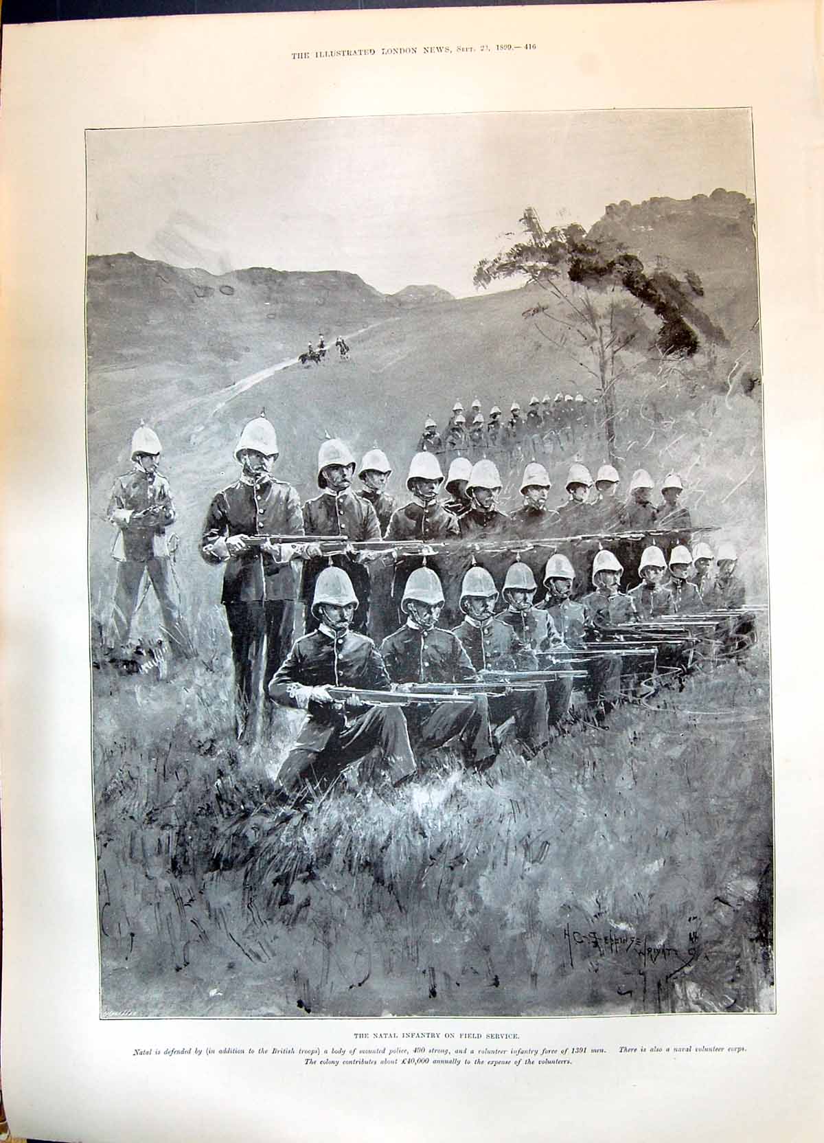 Antique Print 1899 War Natal Infantry Siers Field Service Seppings Wright 19th