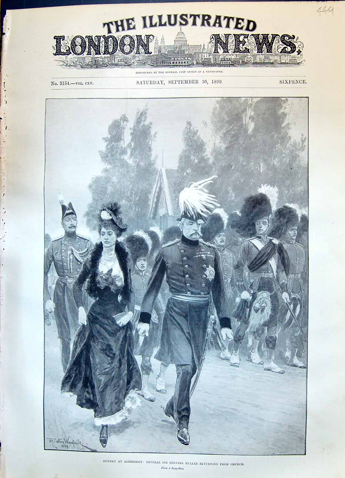 Old 1899 Sunday Aldershot General Sir Redvers Buller Returning Church Victorian