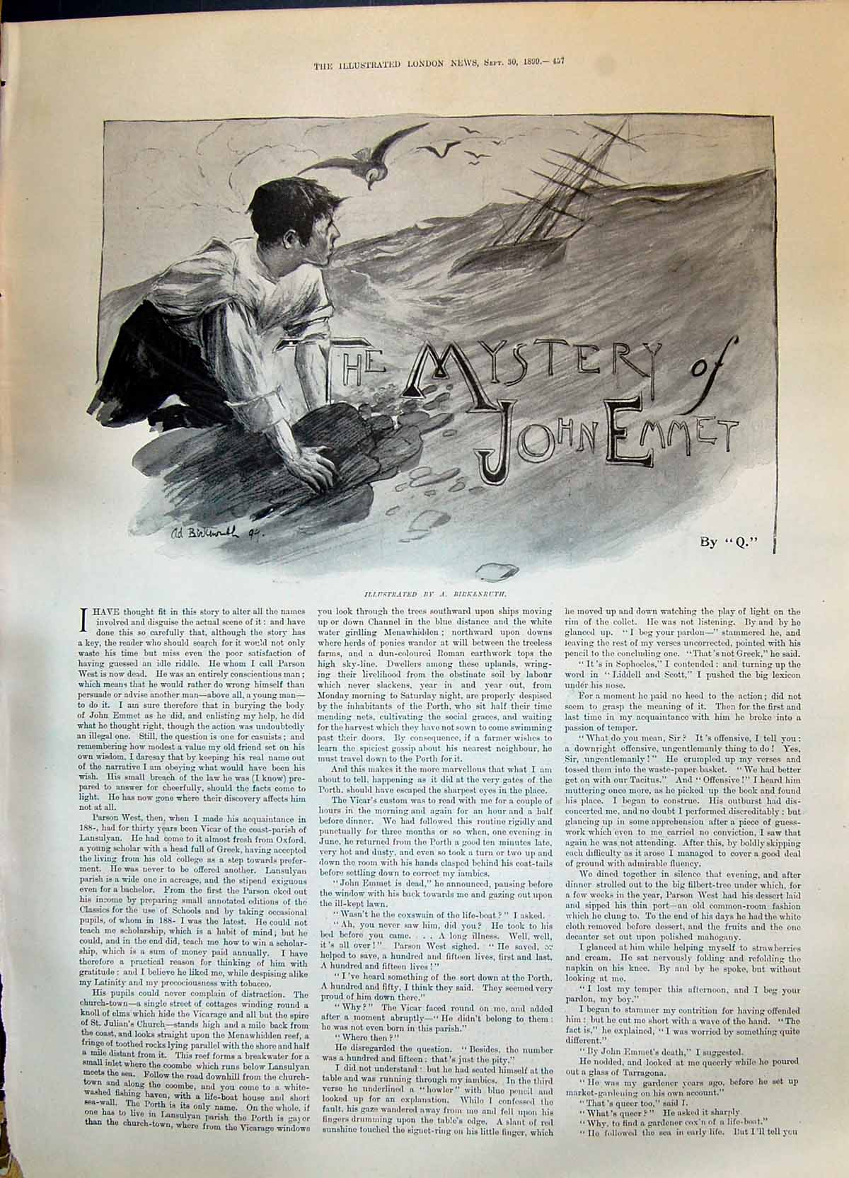 Antique Print 1899 Story Illustration Mystery John Emmet Birkenruth Romance