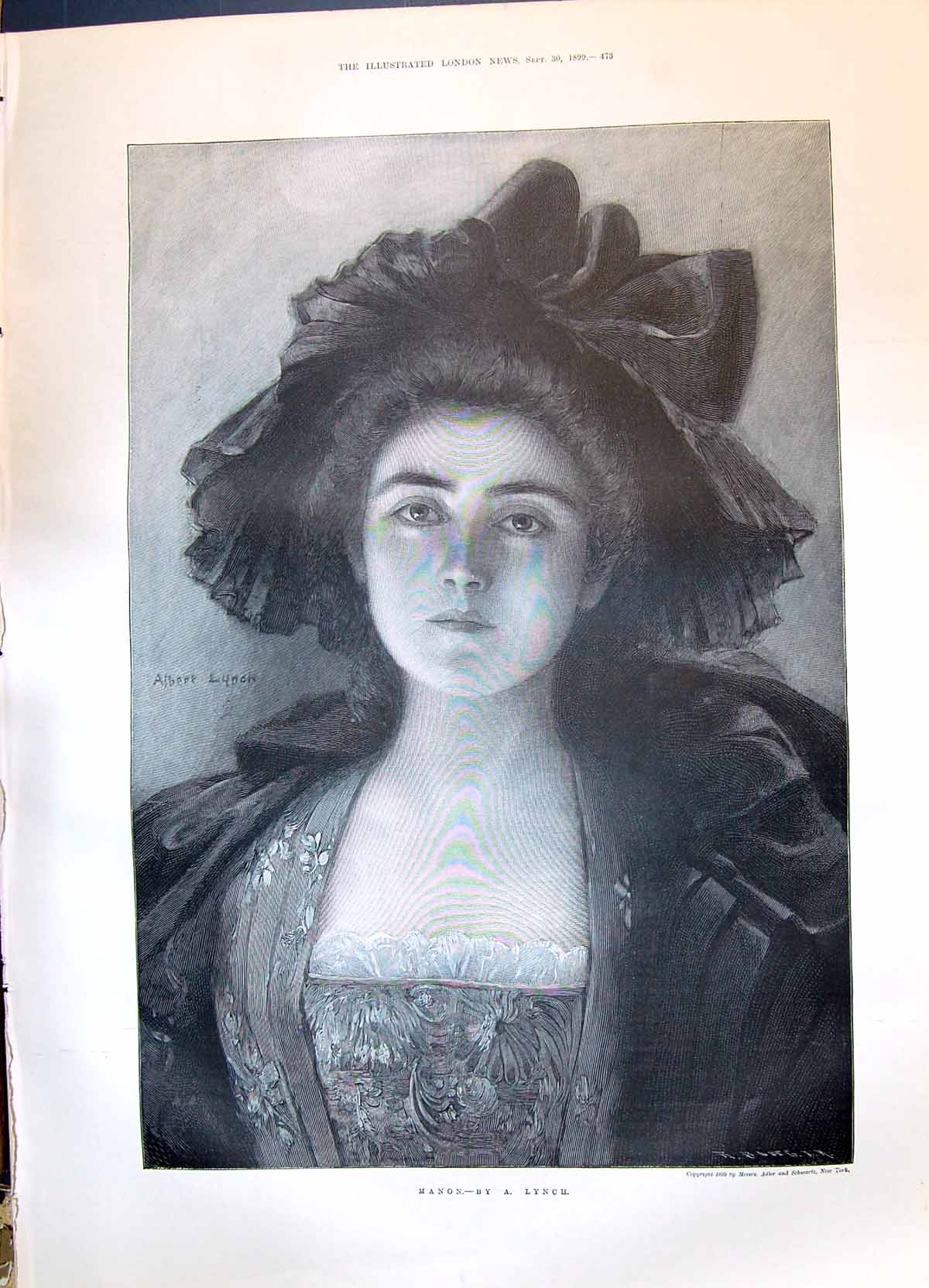Old Antique Print 1899 Beautiful Woman Manon Lynch Ladies Fashion Dresses 19th