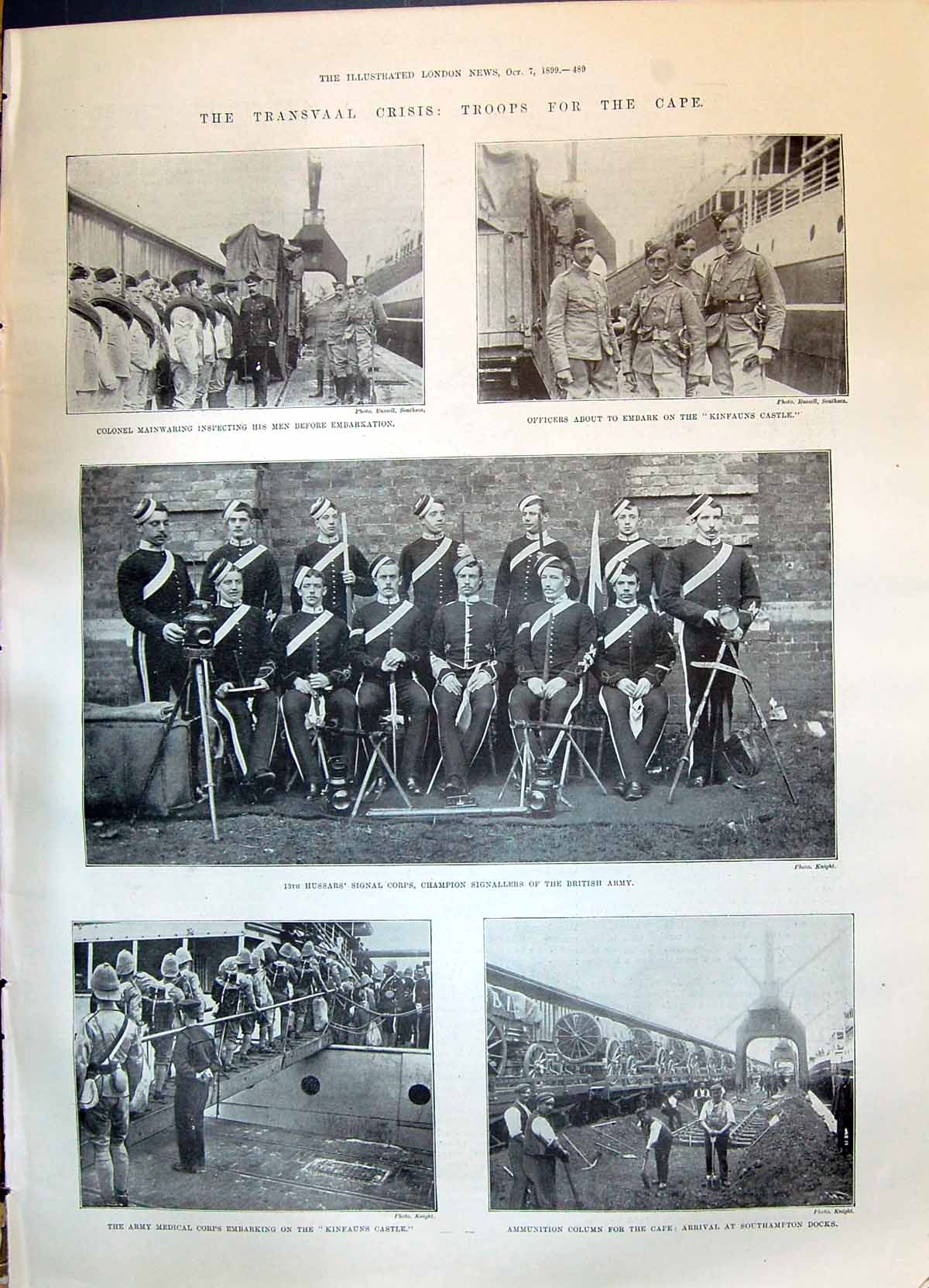 Old 1899 Transvaal War Mainwaring Hussars Kinfauns Castle Ship Newton Victorian