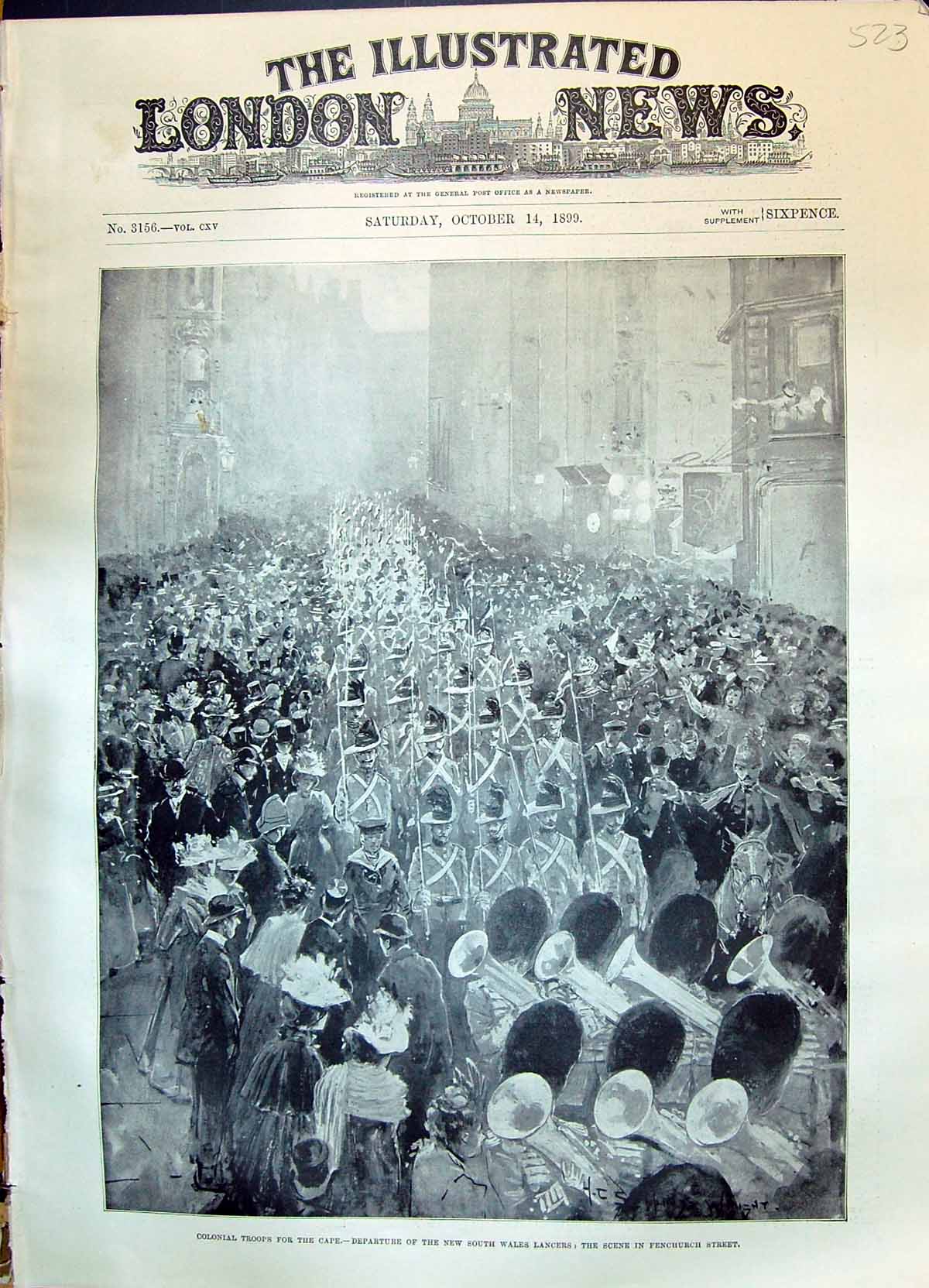 Old 1899 War Colonial Troops Cape South Wales Lancers Fenchurch Stree Victorian