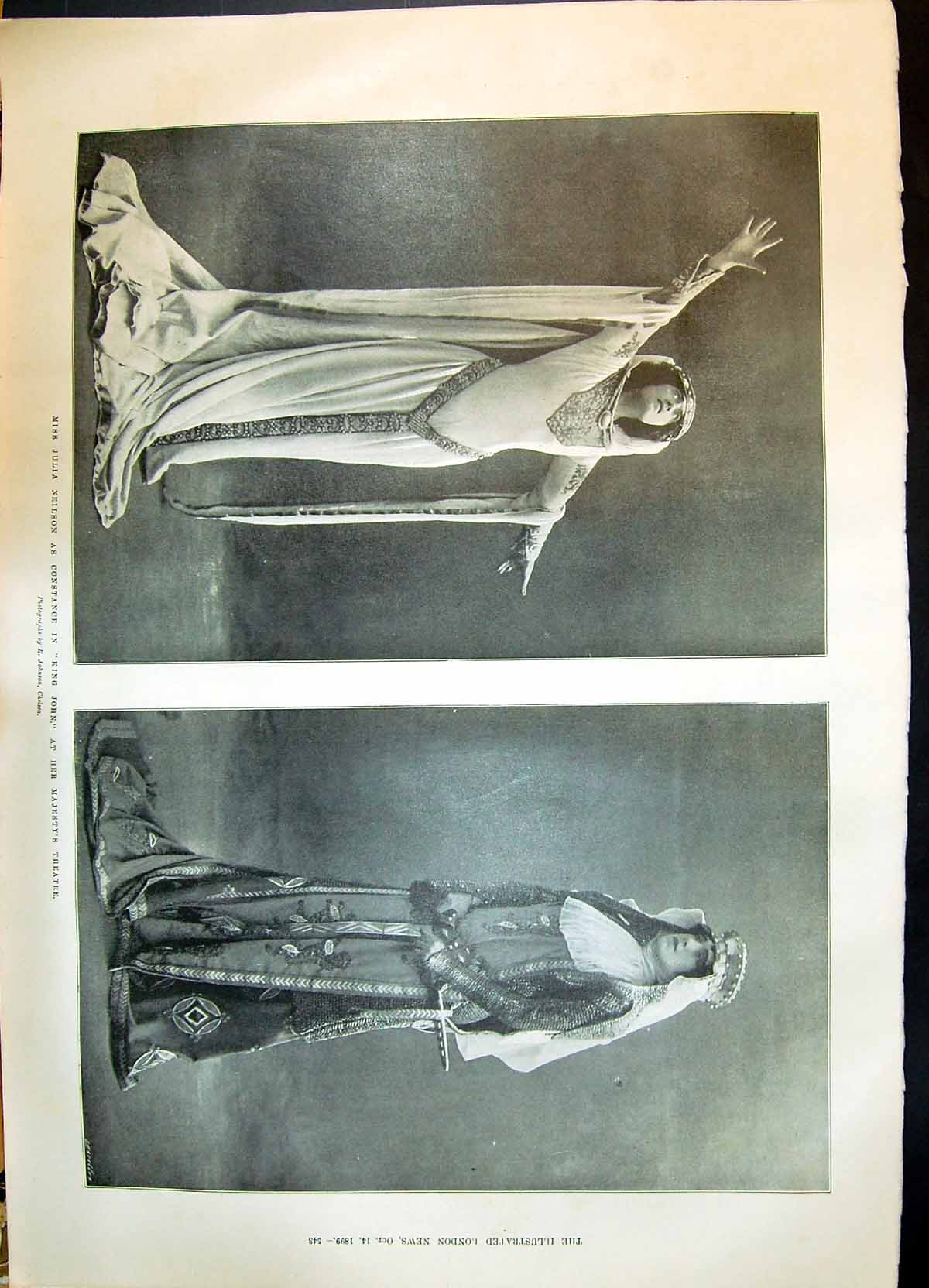 Old 1899 Julia Neilson Constance Majesty'S Theatre Rylands Deiniol Ha Victorian