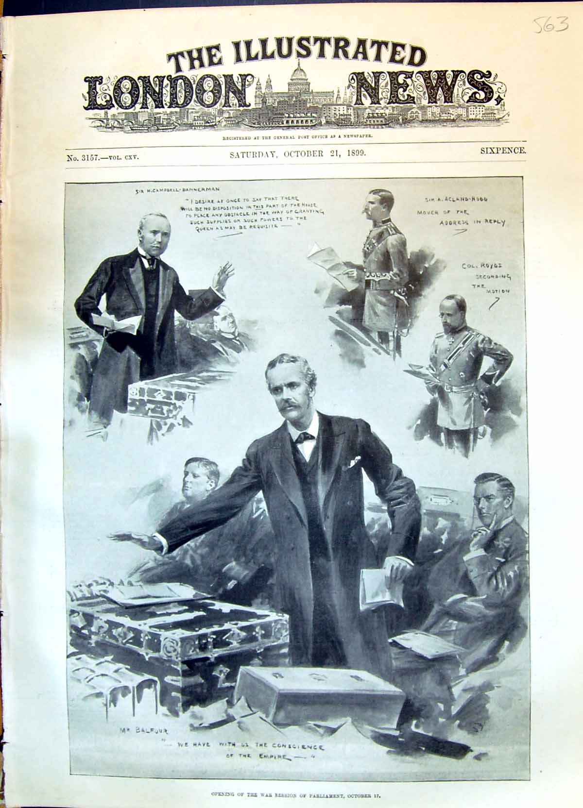 Old 1899 Opening War Session Parliament Campbell-Bannerman Balfour Ac Victorian
