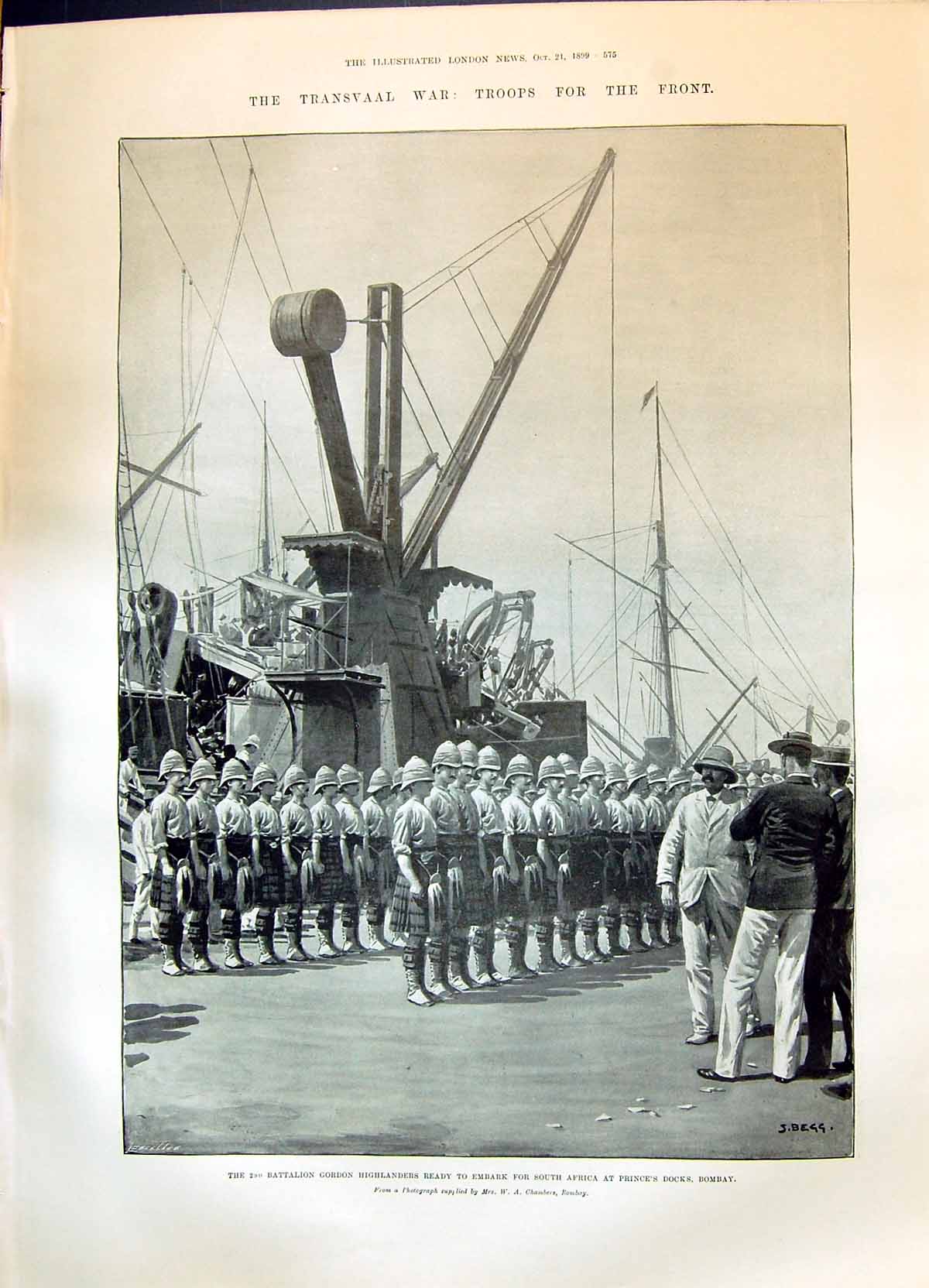 Old 1899 Transvaal War Gordon Highlanders Ship Bombay Kimberley Bloem Victorian