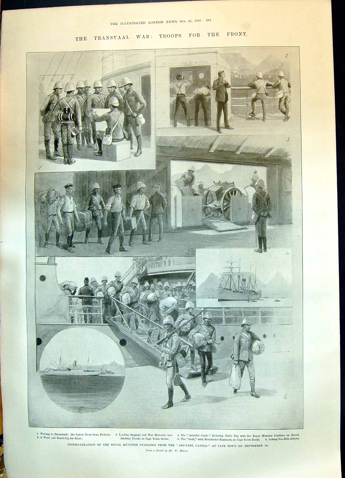 Old 1899 Transvaal War Royal Munster Fusiliers Arundel Castle Ship Ca Victorian