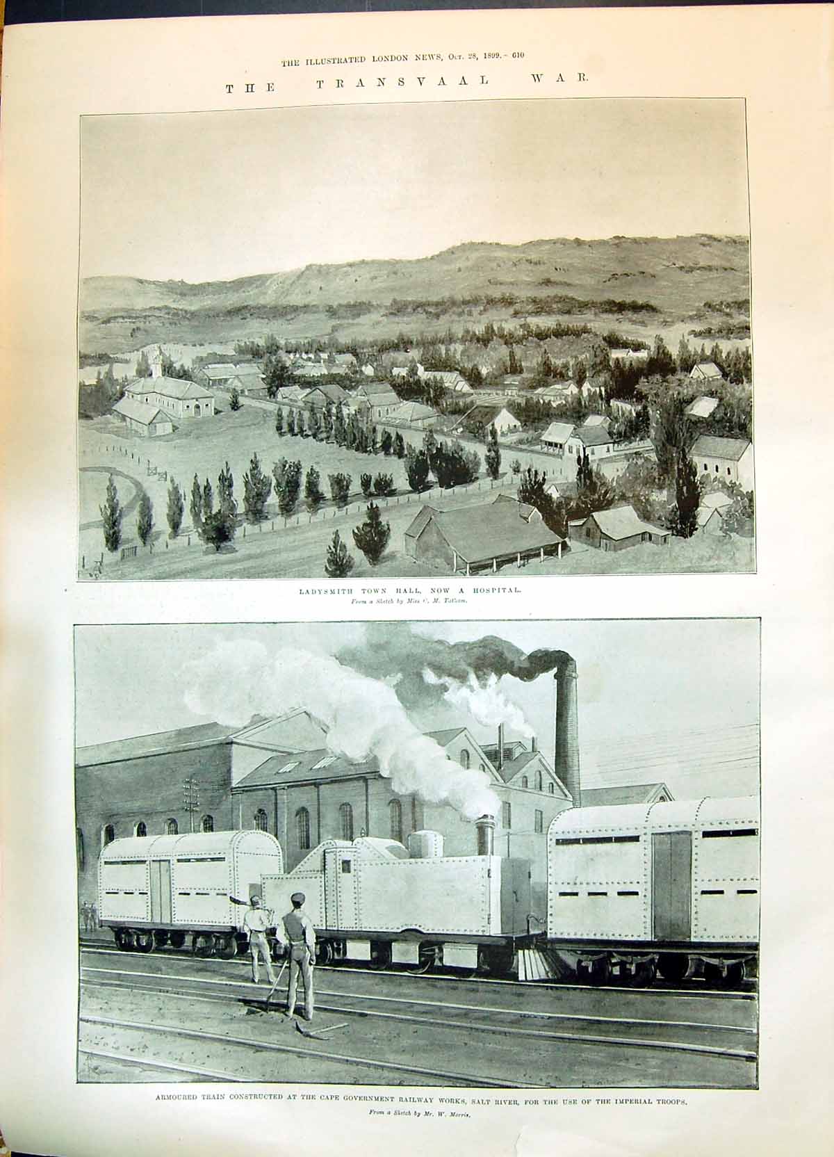Old 1899 Transvaal War Ladysmith Hospital Armoured Train Railway Salt Victorian