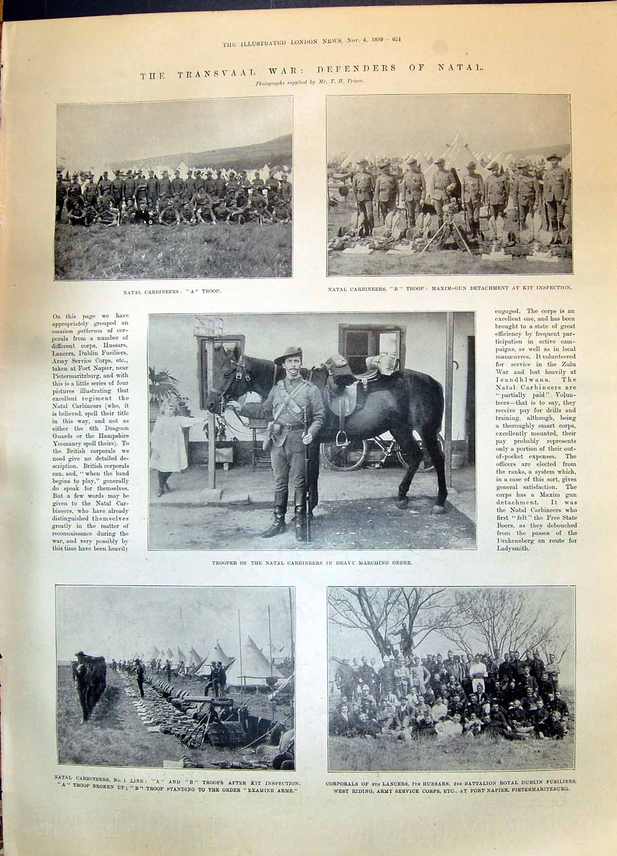 Old 1899 Transvaal War Natal Carbineers Lancers Hussars Napier Yule G Victorian