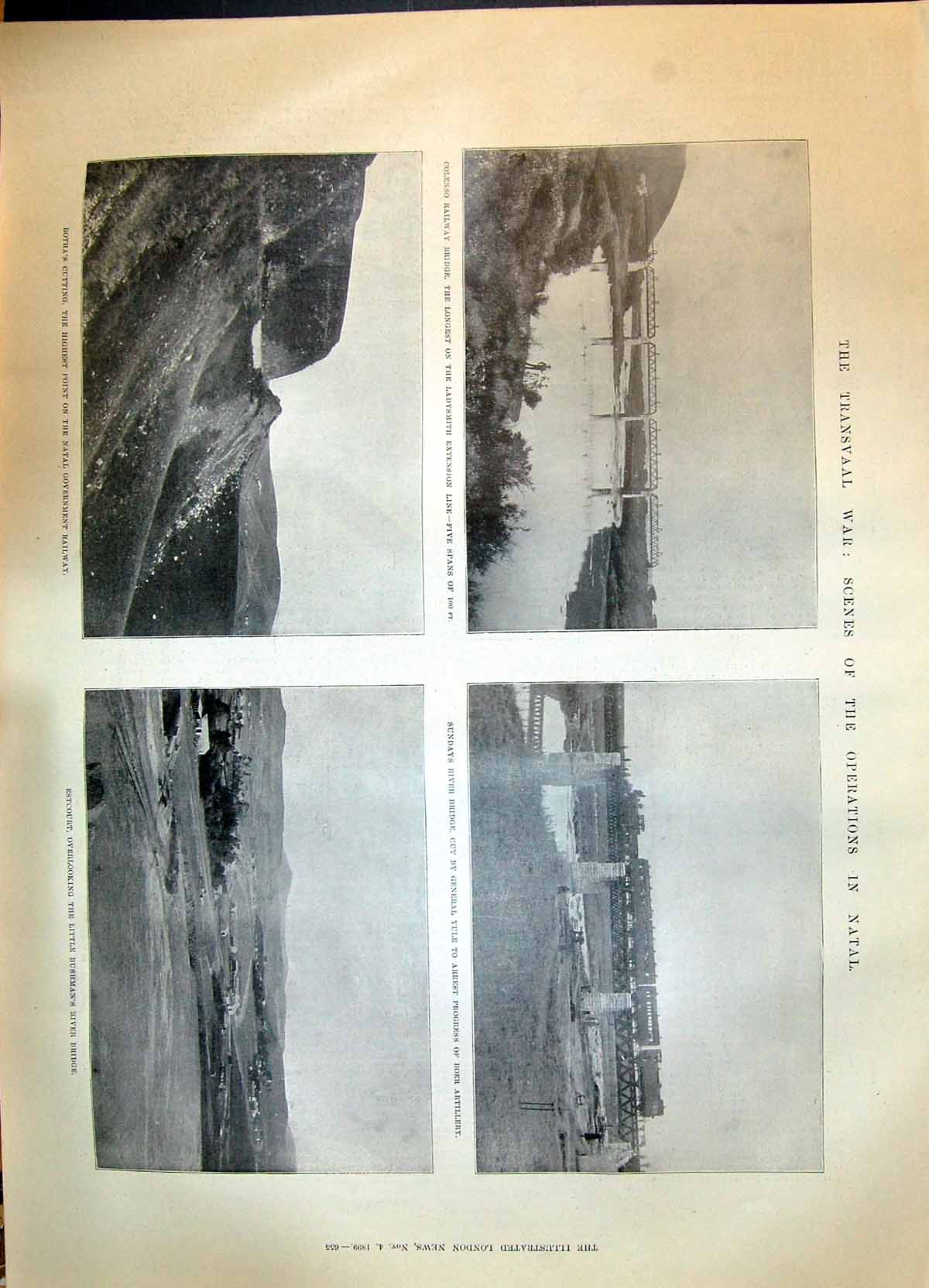 Old 1899 Transvaal War Colenso Railway Ladysmith Botha Estcourt Natal Victorian