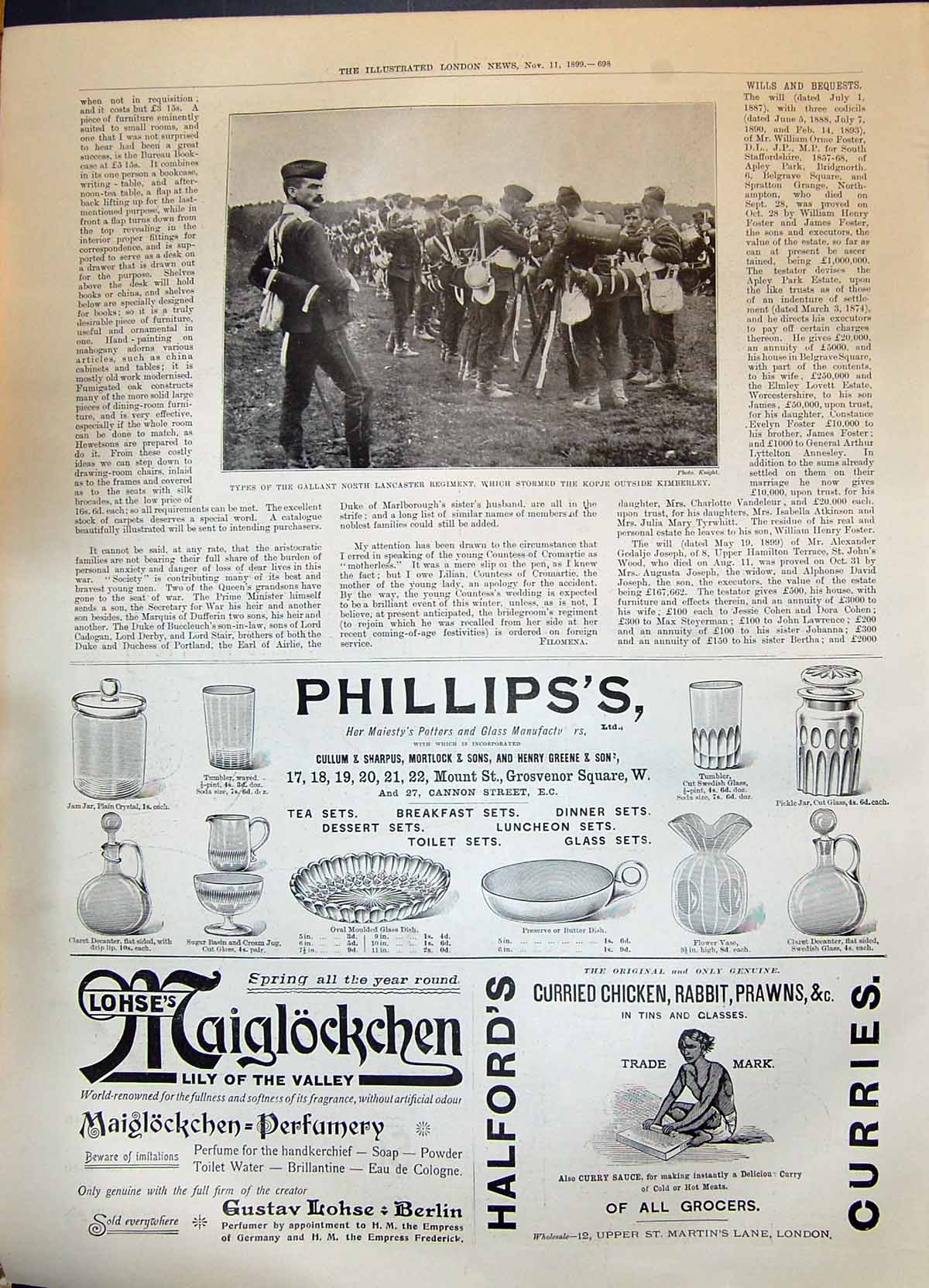 Antique Print 1899 North Lancashire Siers Kopje Kimberley Phillips Halfords