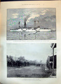 Old 1899 United States Cruiser Ship Charleston Luzon Philippine Ladys Victorian