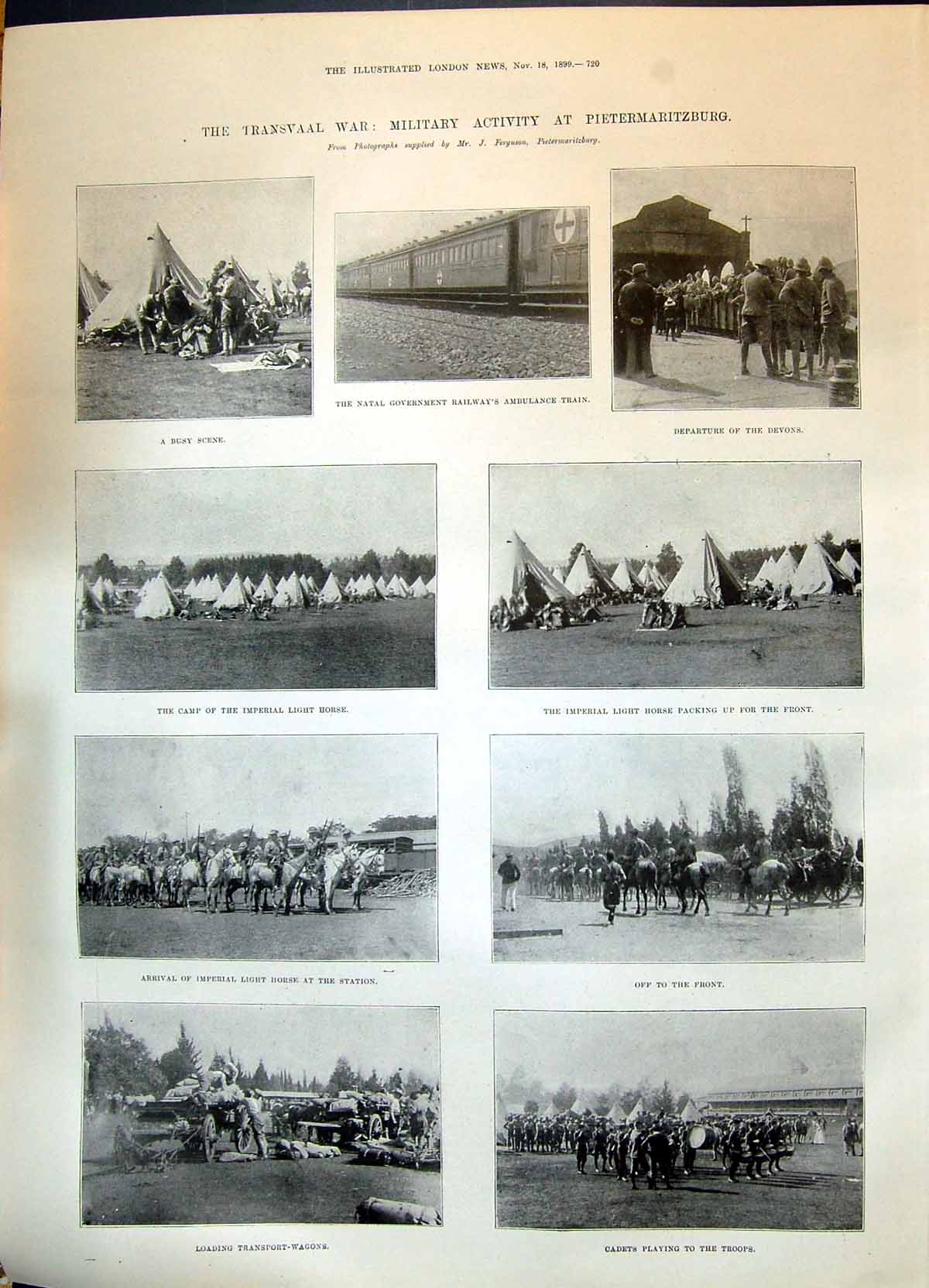 Old Print 1899 Transvaal War Pietermaritburg Siers Camp Kent Butcher Mon 19th