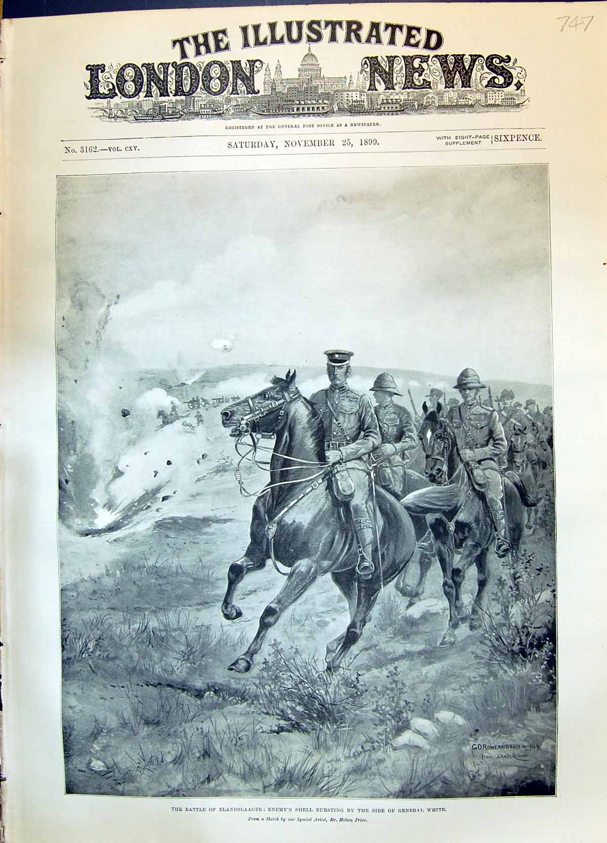 Old Print 1899 Battle Elandslaagte Enemy Shell General White War Siers H 19th