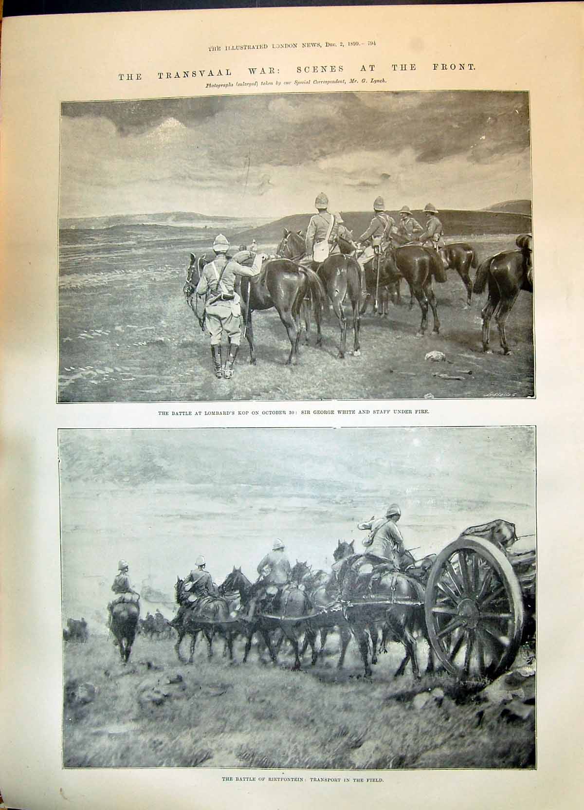 Old 1899 Transvaal War Battle Lombard'S Kop George White Rietfontein Victorian