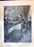 Antique Print 1899 Lady Reading Newspaper Photo Sier Transvaal War Pepworth