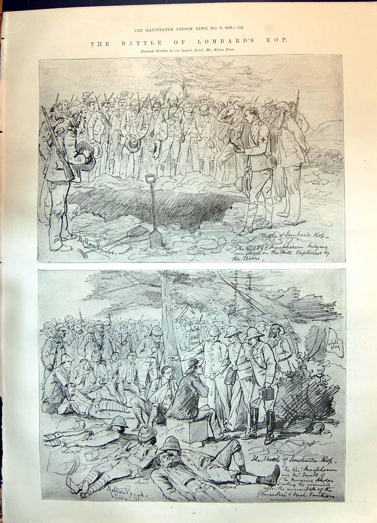 Old Print 1899 Battle Lombard'S Kop Macpherson Siers Australia Town Hall 19th