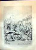 Old Print 1899 Battle Elandslaagte Train Station War Robin Pole-Carew Tem 19th