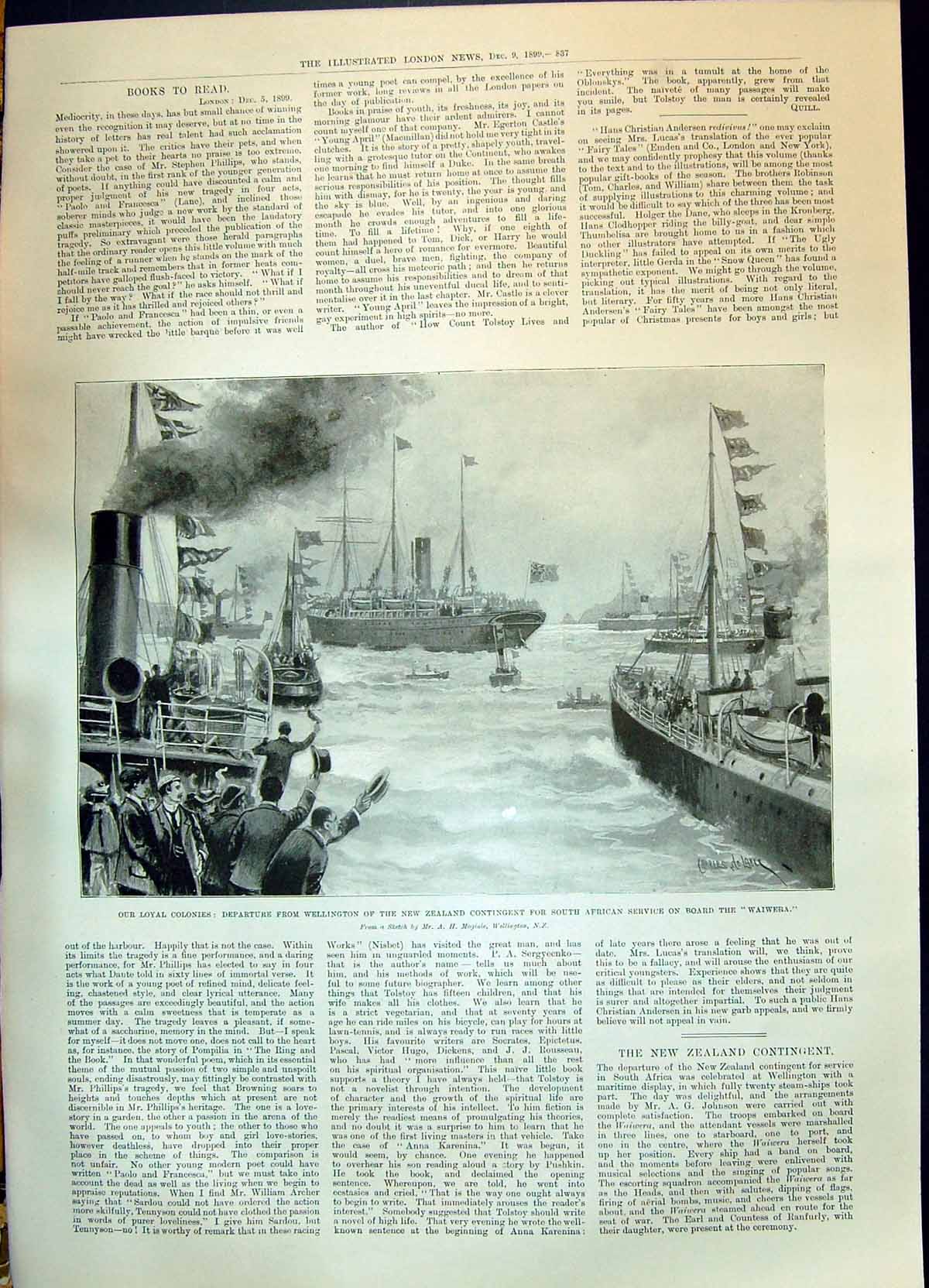 Old 1899 Departure Wellington New Zealand Contingent Africa War Waiwe Victorian