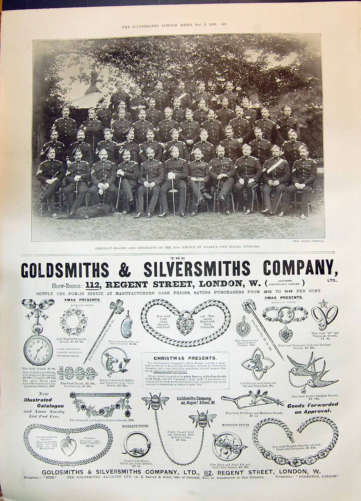 Old Print 1899 Sergeant-Majors Prince Wales Royal Hussars Gsmith Silvers 19th