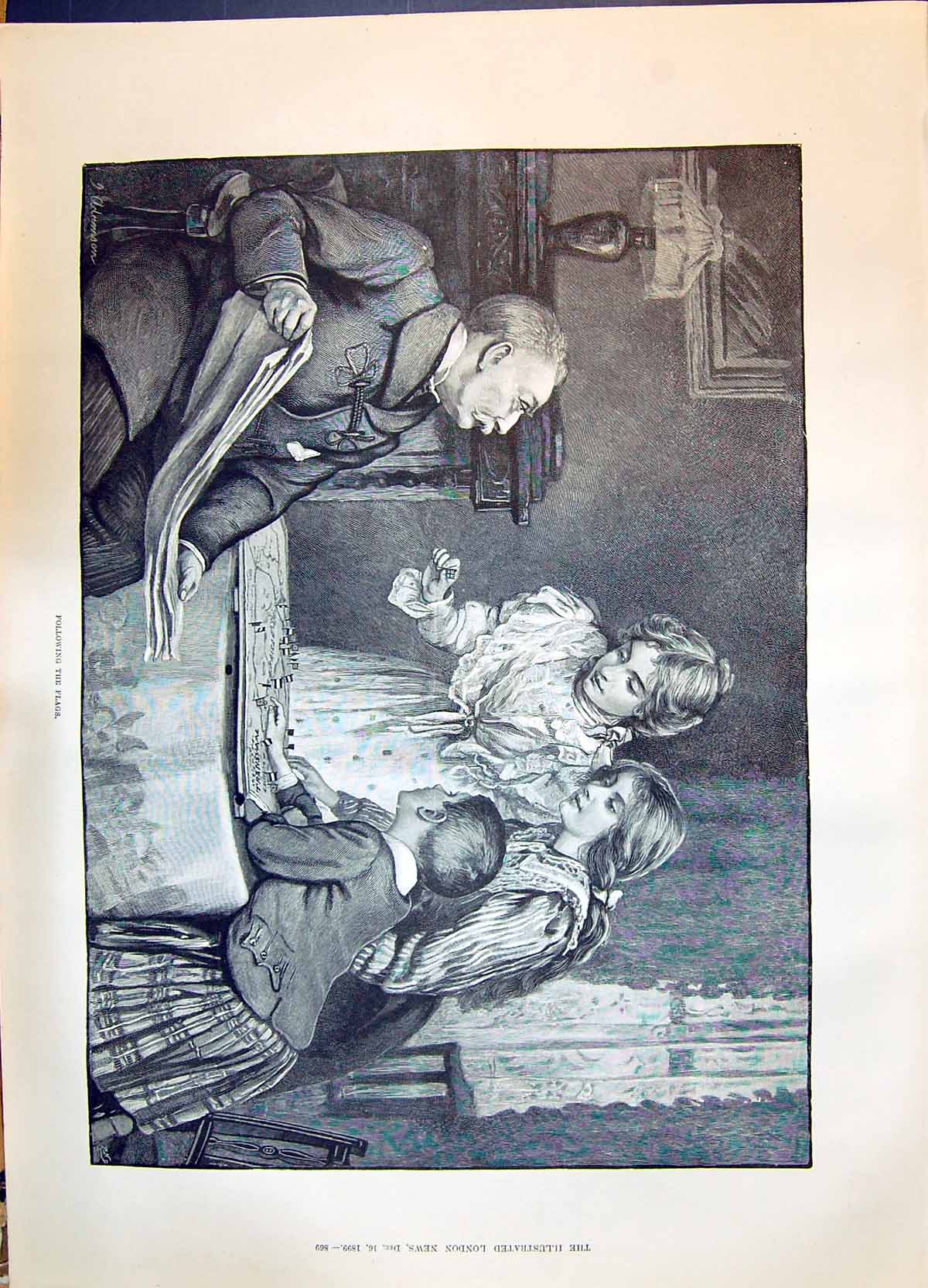 Old 1899 Children Board Following Flags Transvaal War Plumbe Neilson Victorian