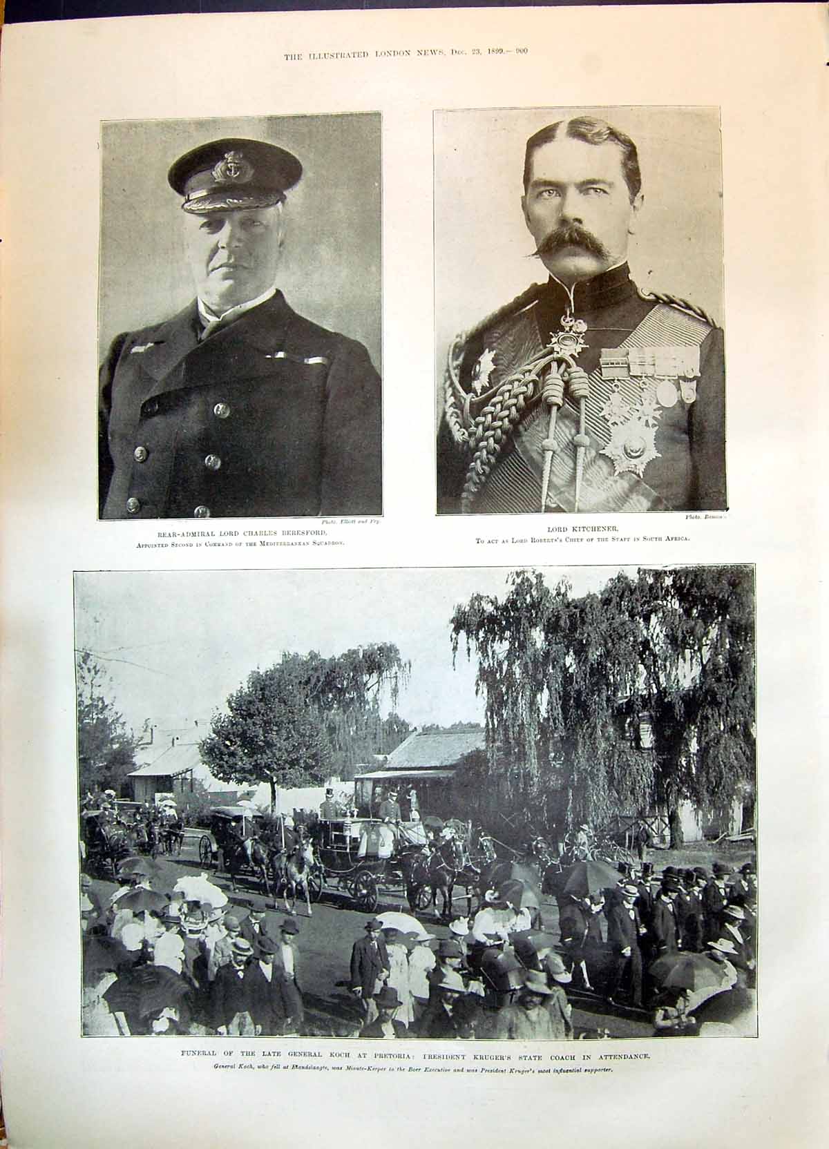 Old 1899 Lord Charles Beresford Kitchener Funeral Koch Pretoria Kruge Victorian