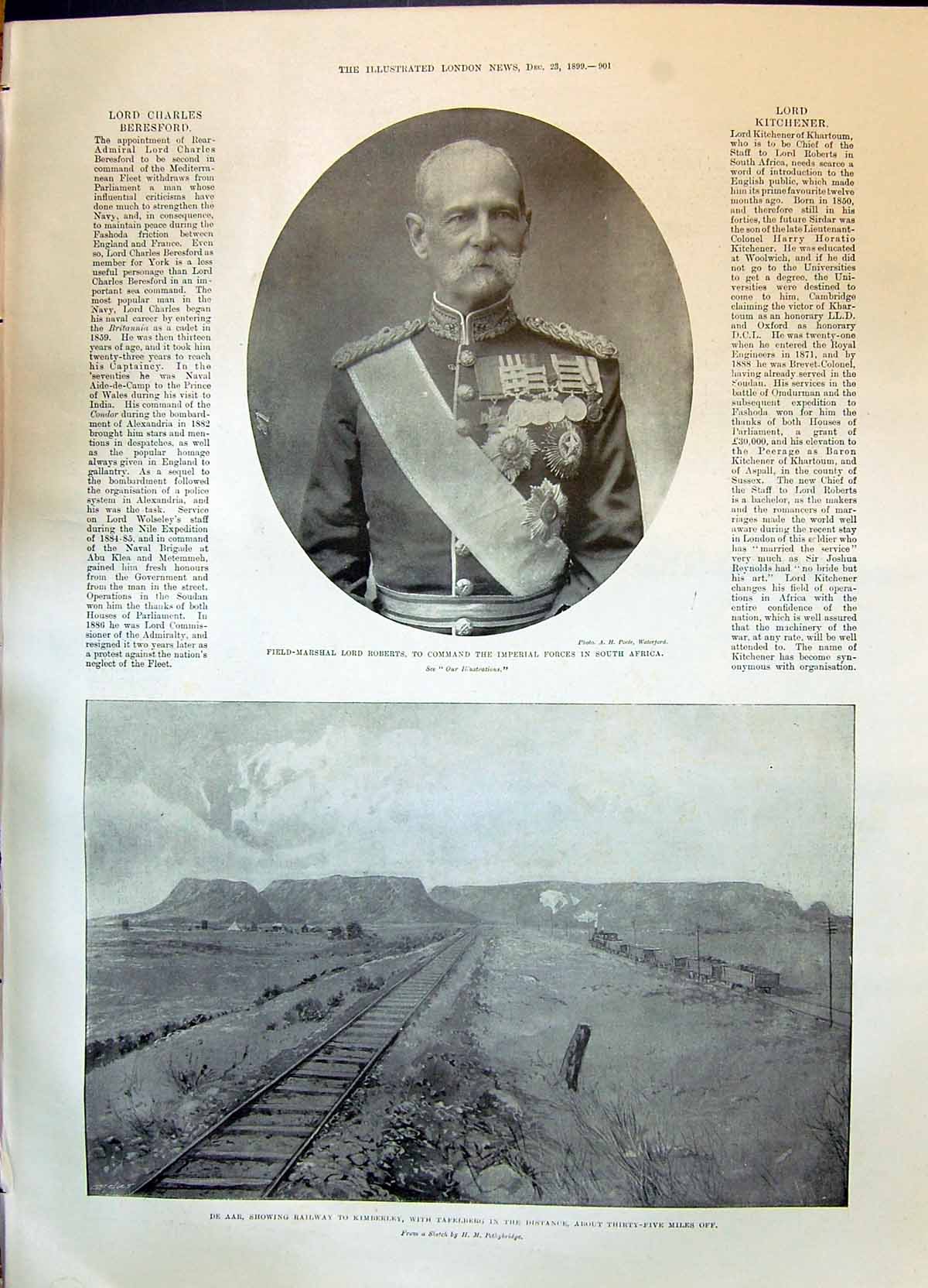 Old 1899 Field-Marshal Lord Roberts Africa De Arr Railway Kimberley P Victorian