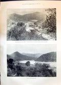 Old Print 1899 Transvaal War Valley Tugela River General Buller Mountains 19th