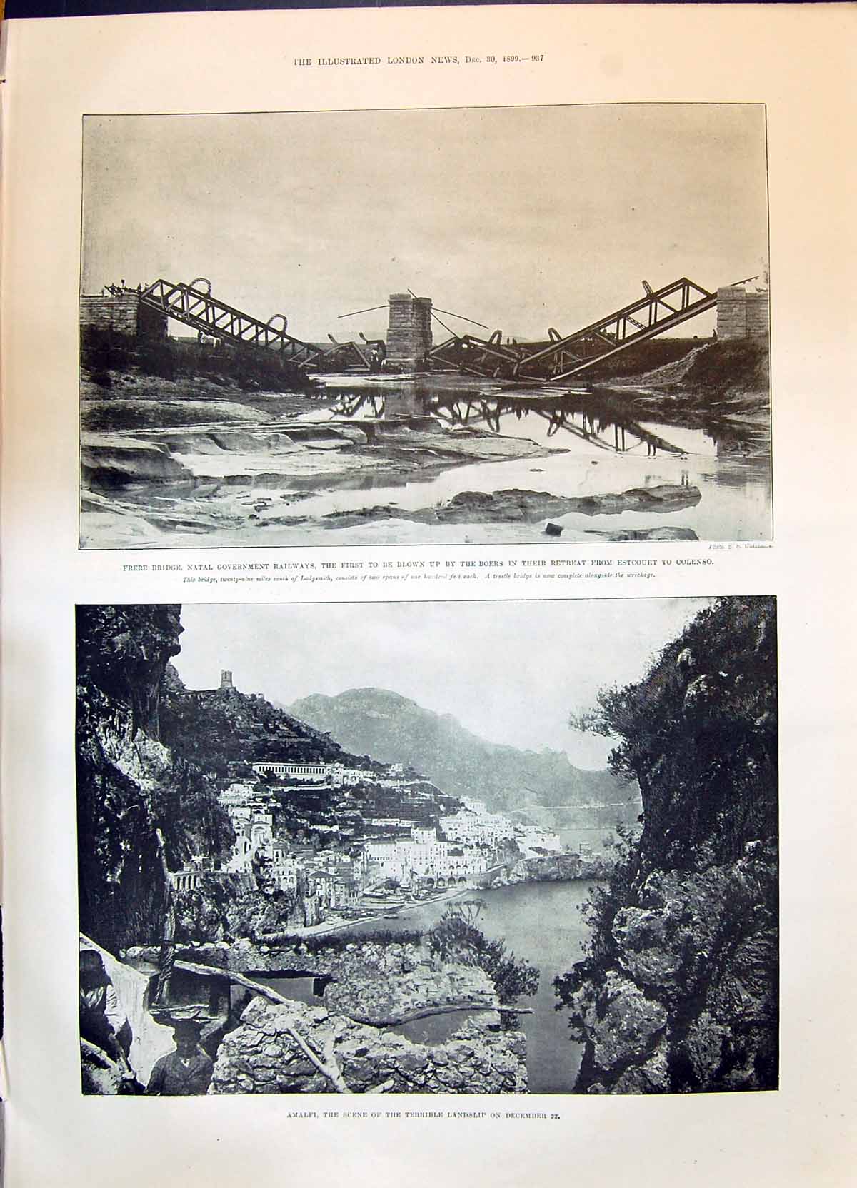 Old 1899 Frere Bridge Natal Railways Amalfi Landslip Duke Westminster Victorian