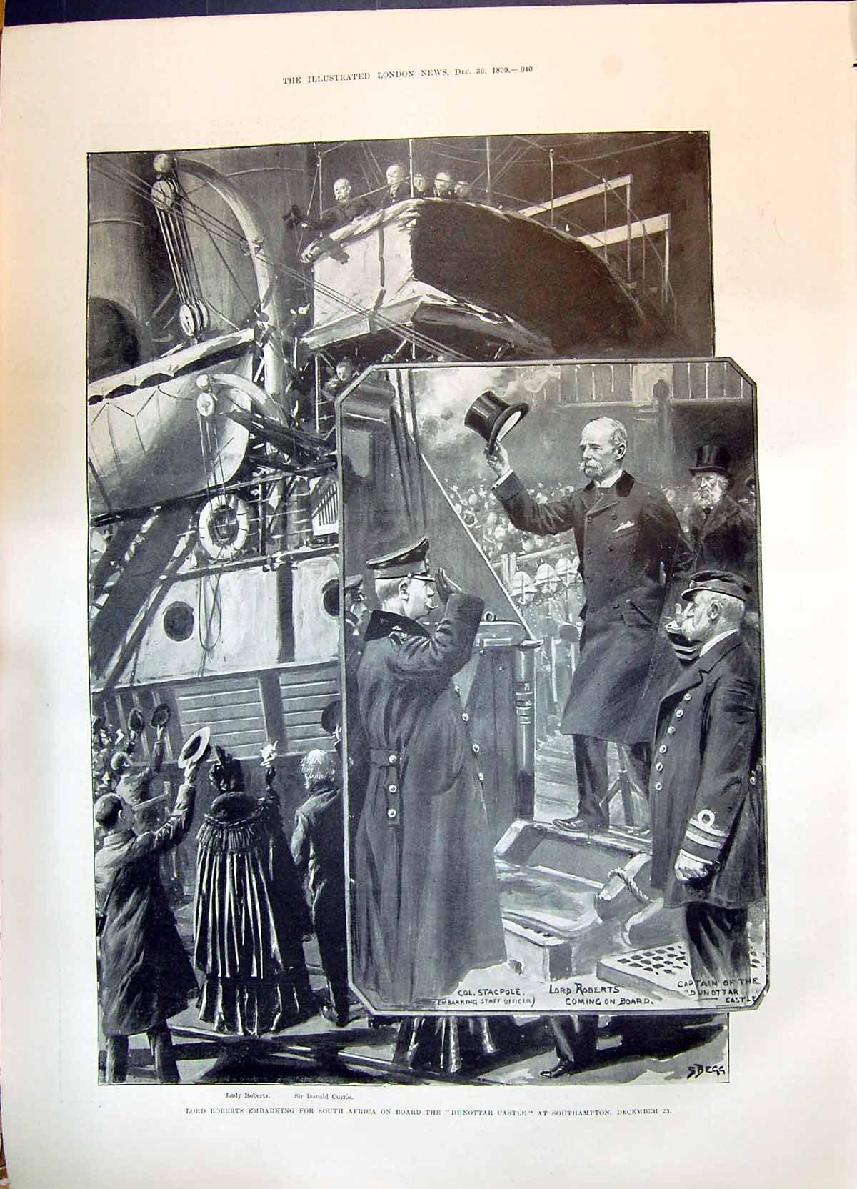Old 1899 Lord Roberts Ship Dunottar Castle Currie Stagpole Thorne Dav Victorian