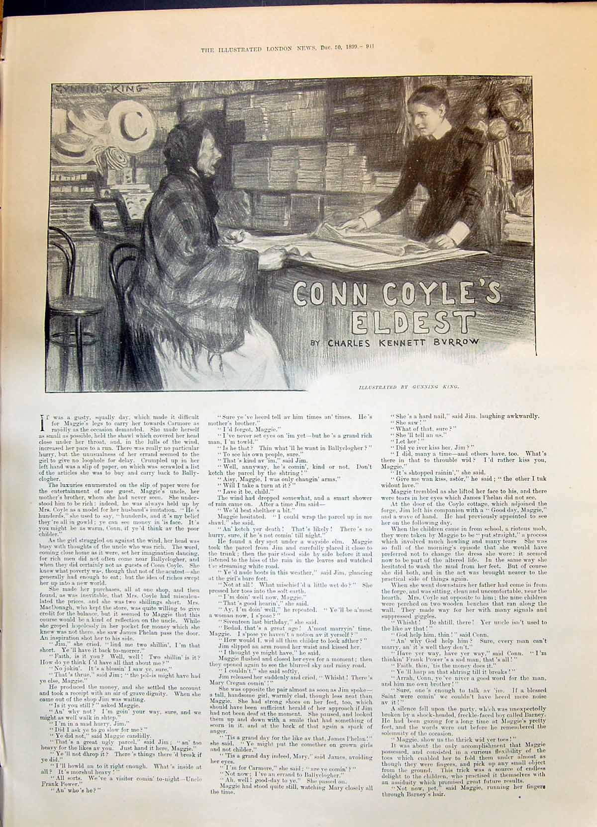 Old 1899 Story Illustration Conn Coyle'S Eldest Charles Kennett Burro Victorian