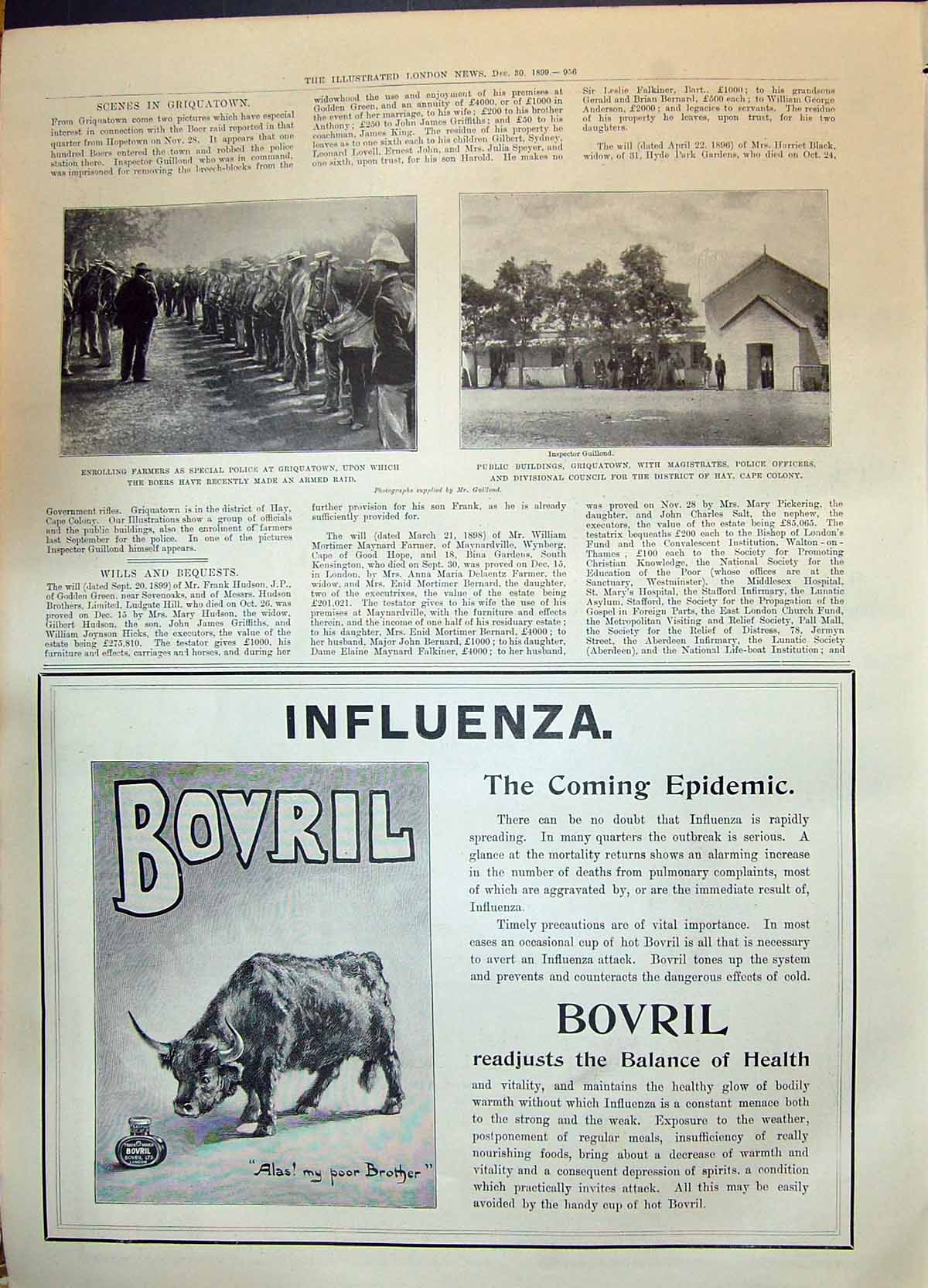 Antique Print 1899 Bovril Farmers Special Police Griquatown Guillond Boers 19th