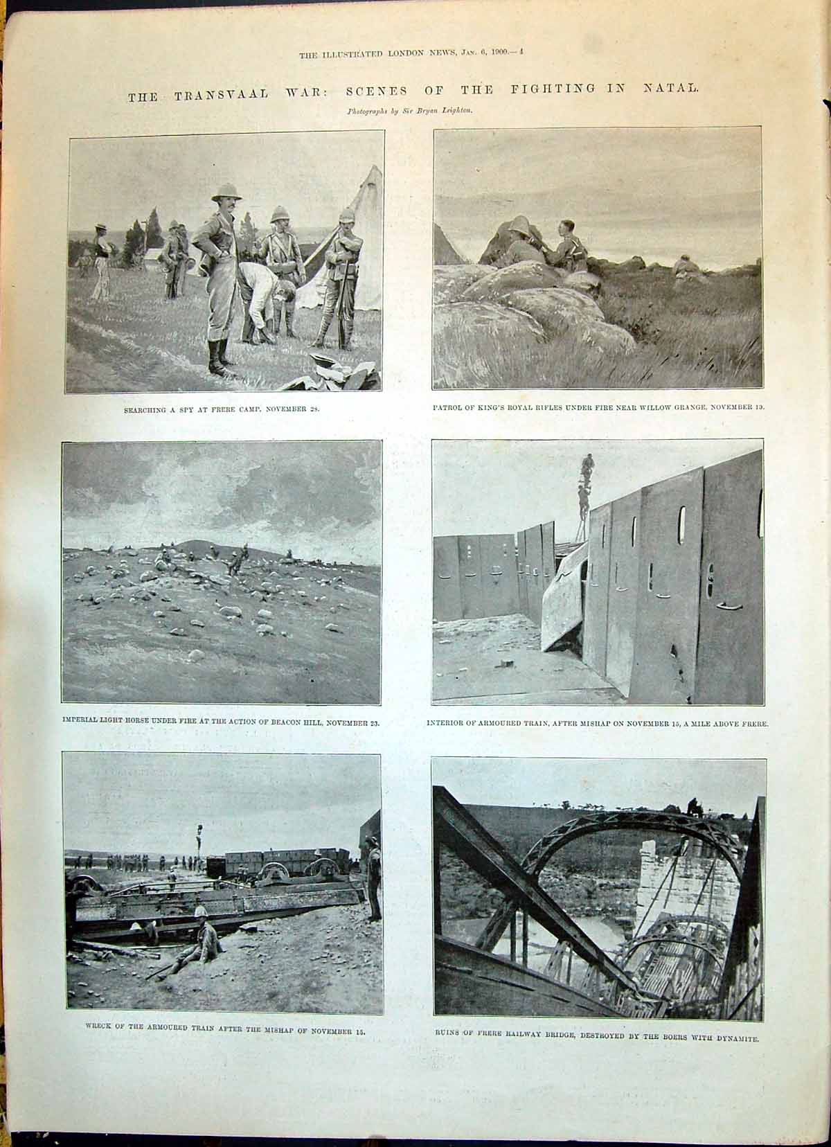 Old 1900 Transvaal War Natal Frere Camp Armoured Train Railway Bridge Victorian