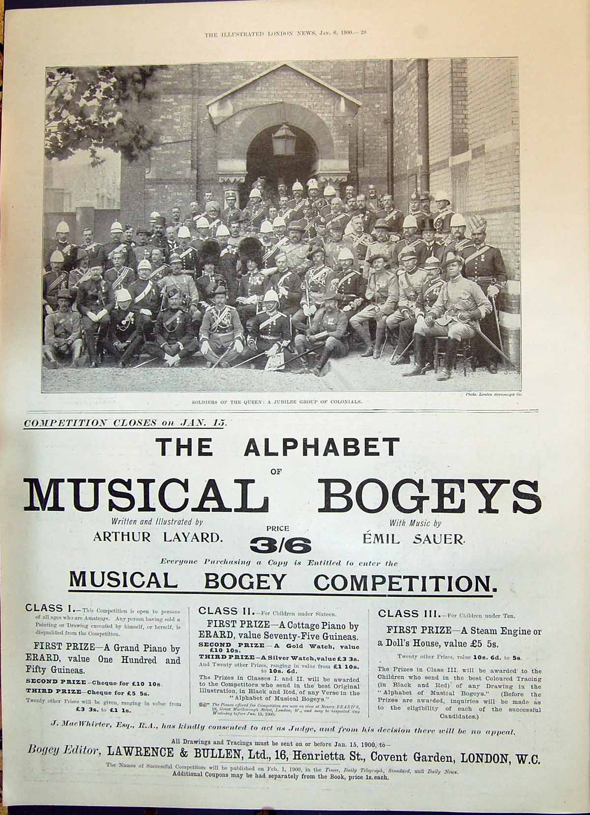 Old Print Jubilee Group Colonial Army 1900 Lawrence Bullen Musical Bogeys 20th