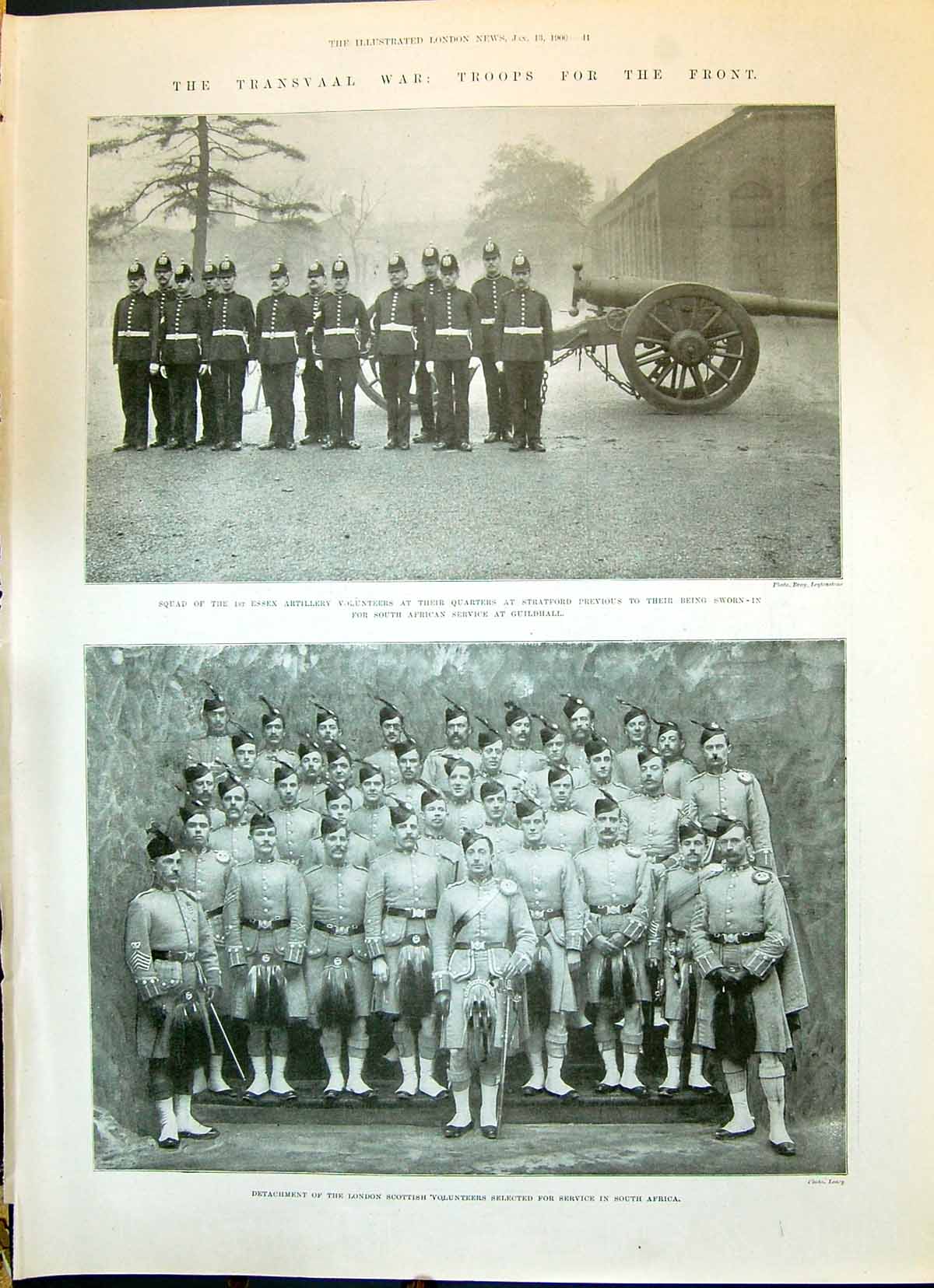 Old 1900 Transvaal War Essex Guildhall London Scottish Volunteers Shi Victorian