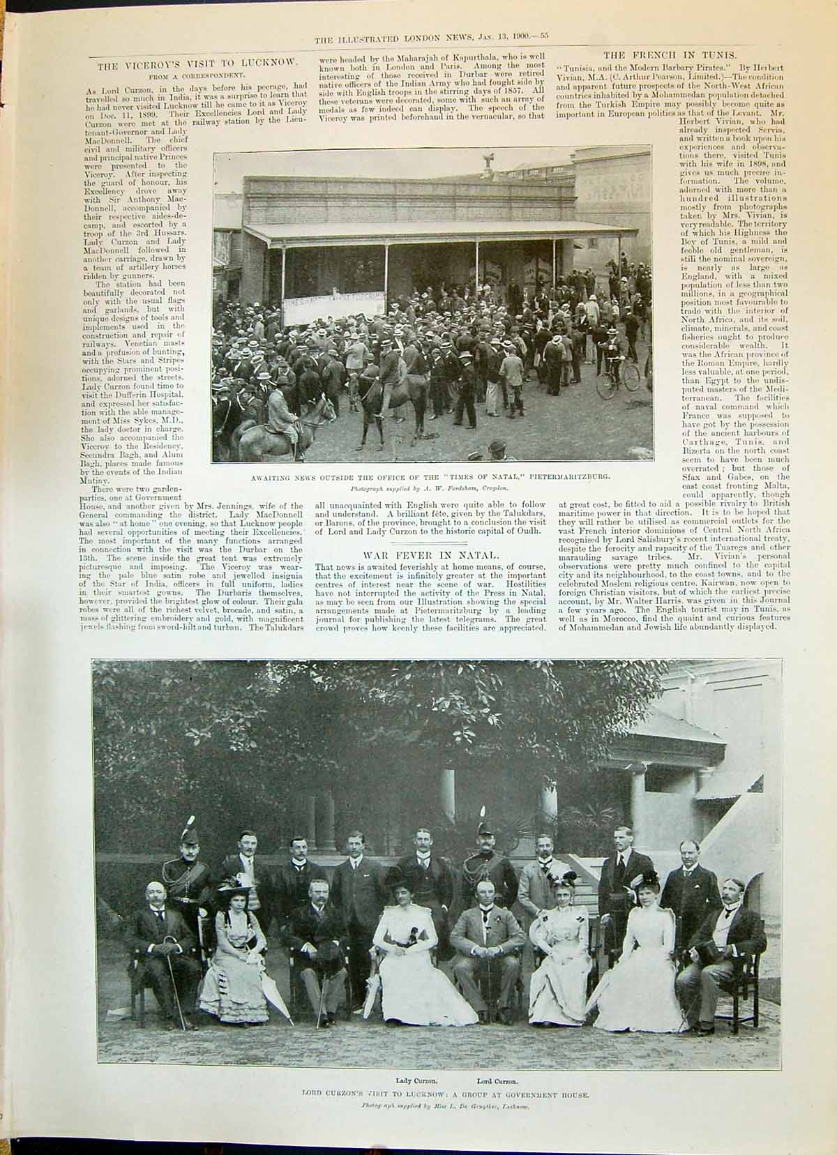 Old 1900 Fice Times Natal Pietermaritzburg Lord Curzon Lucknow Ladies Victorian