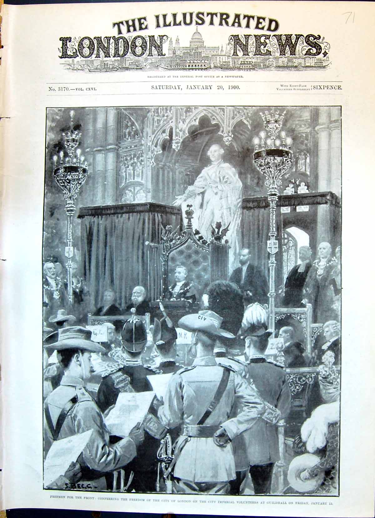 Old 1900 Conferring Freedom City London Imperial Volunteers Guildhall Victorian