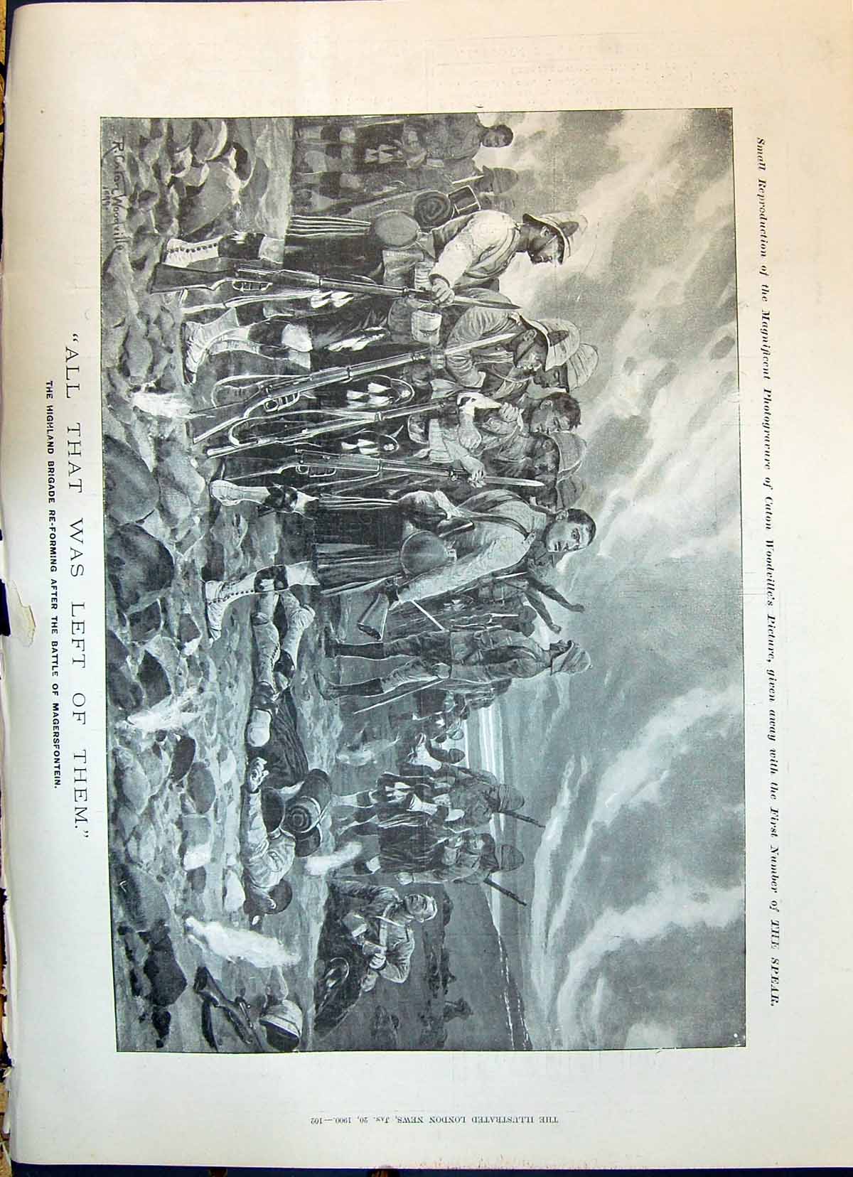 Old Print 1900 War Highlander Brigade Siers Reforming Battle Magersfonte 20th
