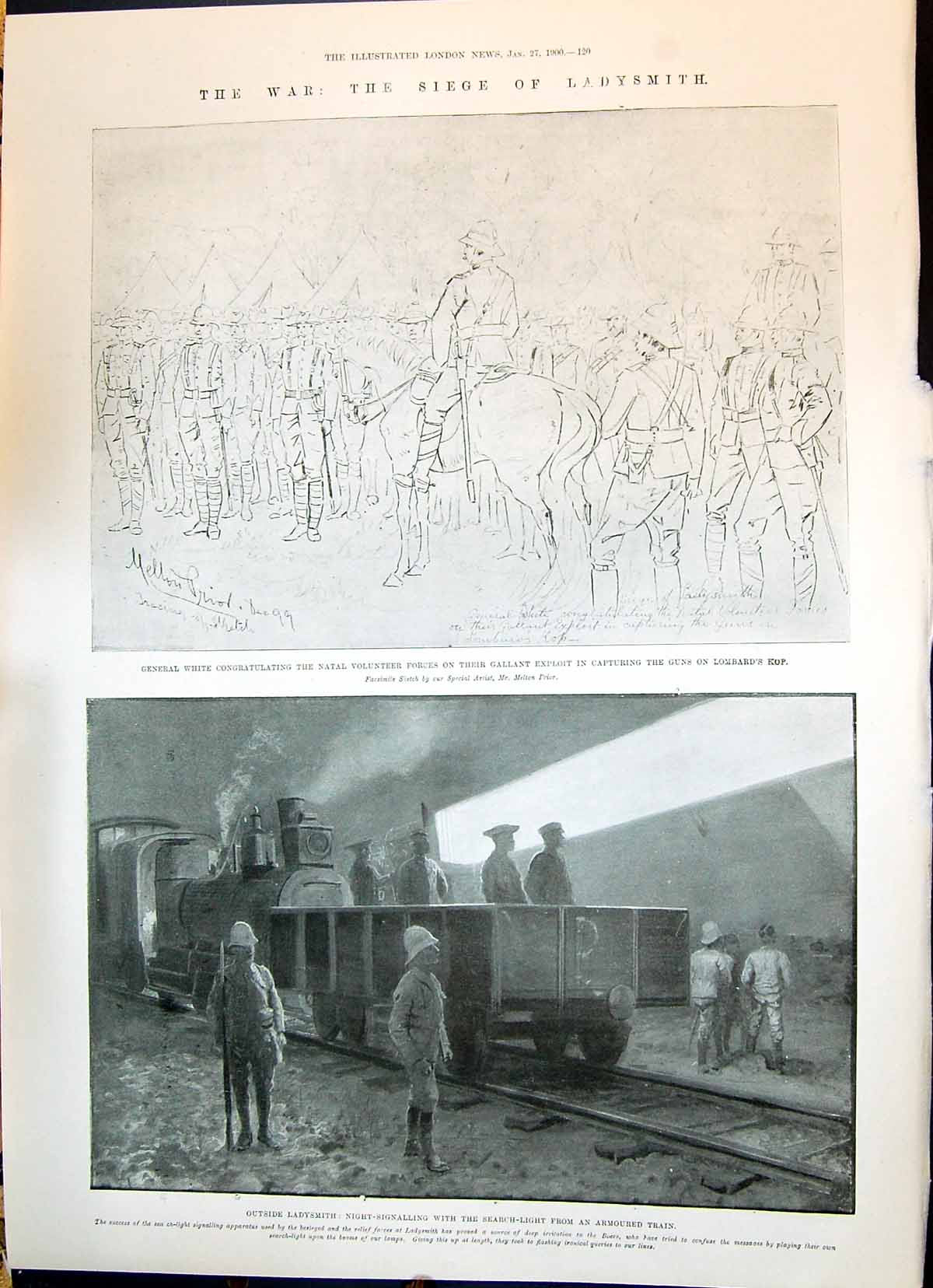 Old 1900 War Siege Ladysmith General White Lombard'S Kop Armoured Tra Victorian