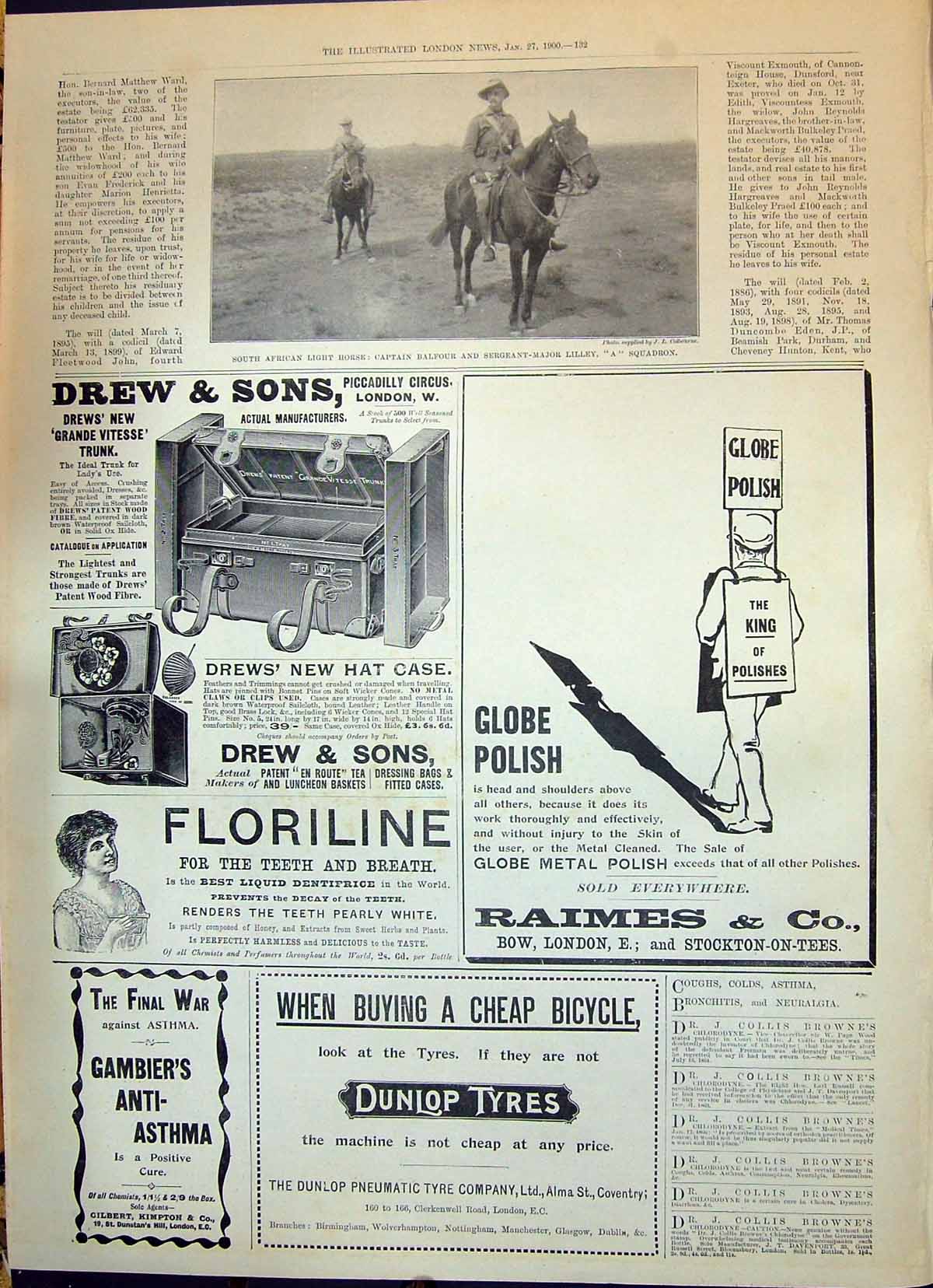 Old 1900 Africa Horse Captain Balfour Sergeant-Major Lilley Drew Raim Victorian