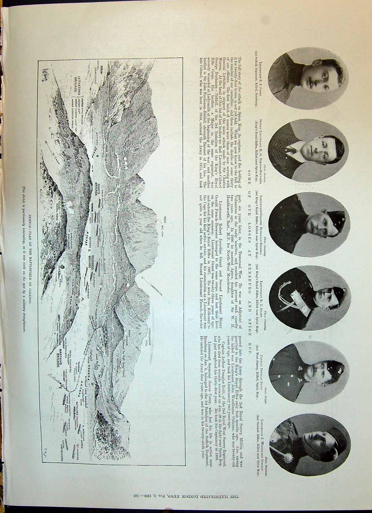 Old 1900 Plan Battlefield Colenso Carey Grant Raitt Osborne Thackwell Victorian