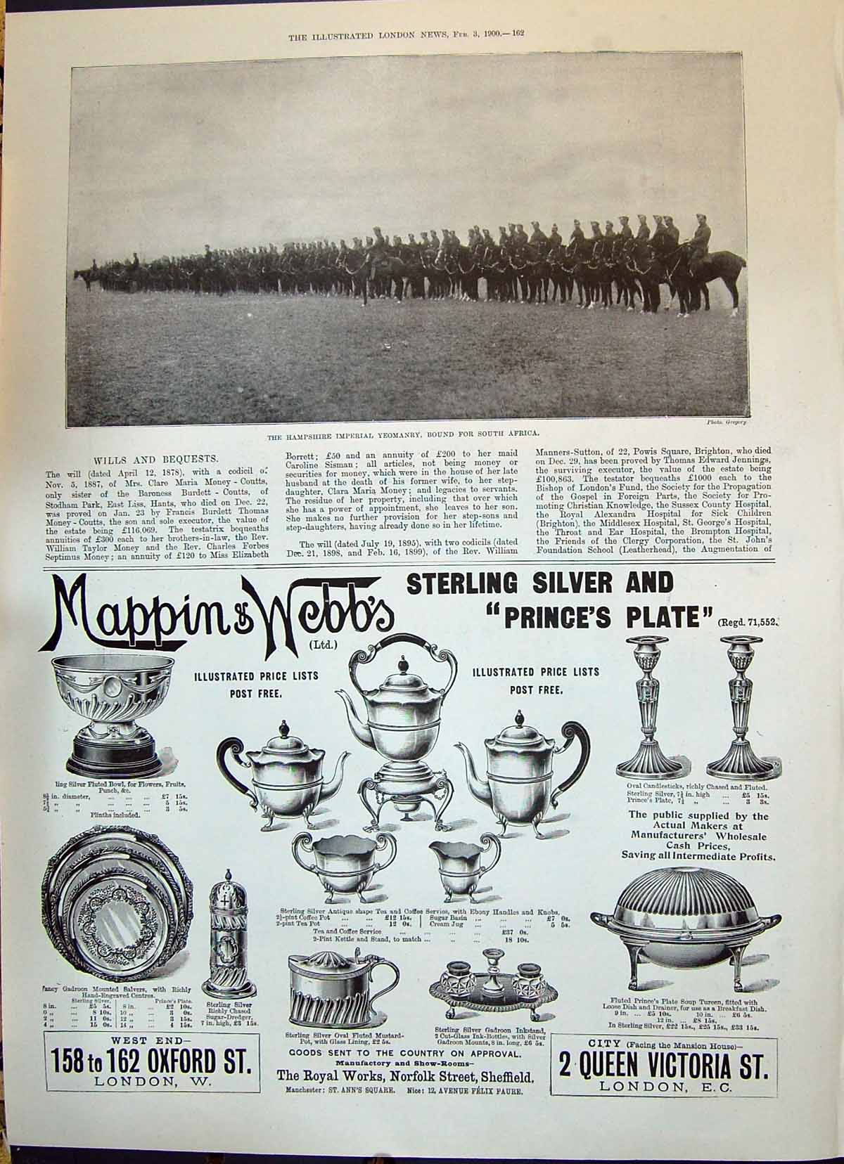 Antique Print 1900 Hampshire Imperial Yeomanry Africa Mappin Webb Lux Soap 20th
