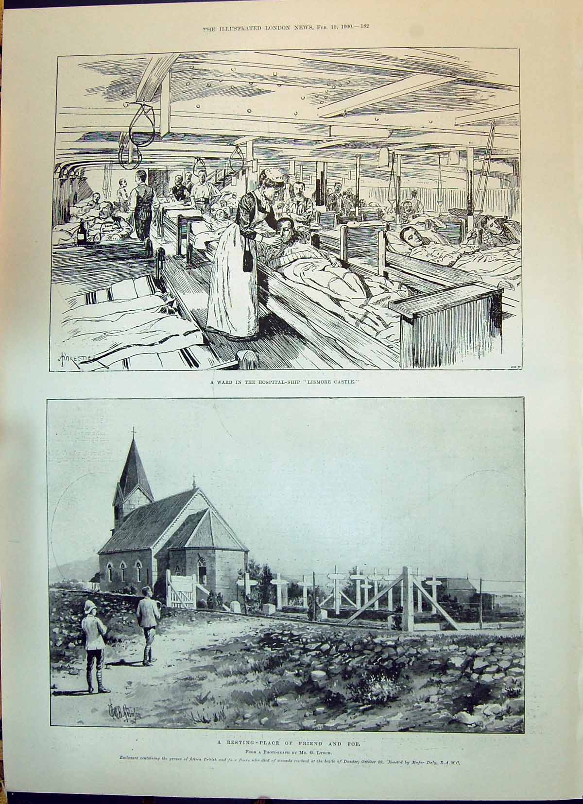 Old 1900 Hospital Ship Lismore Castle Church Battle Dundee Davis Toot Victorian