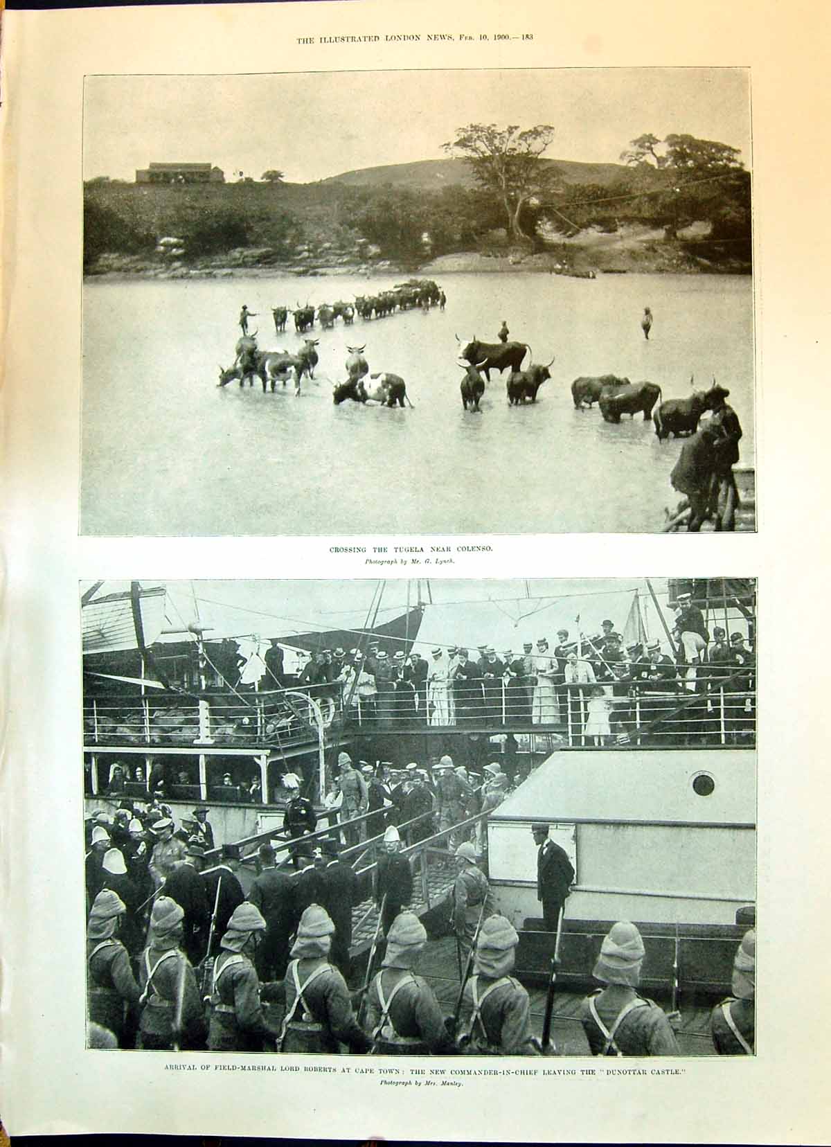 Old 1900 War Tugela River Colenso Lord Roberts Dunottar Castle Ship C Victorian