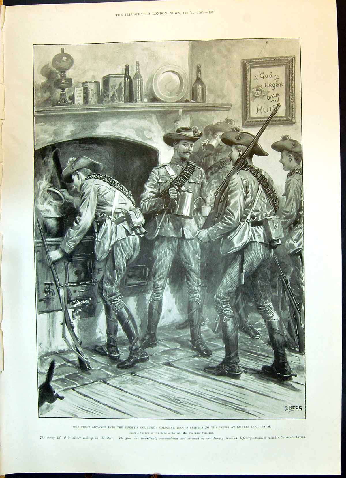 Old 1900 Colonial Troops Boers Lubbes Hoop Farm War Spion Kop Petre W Victorian