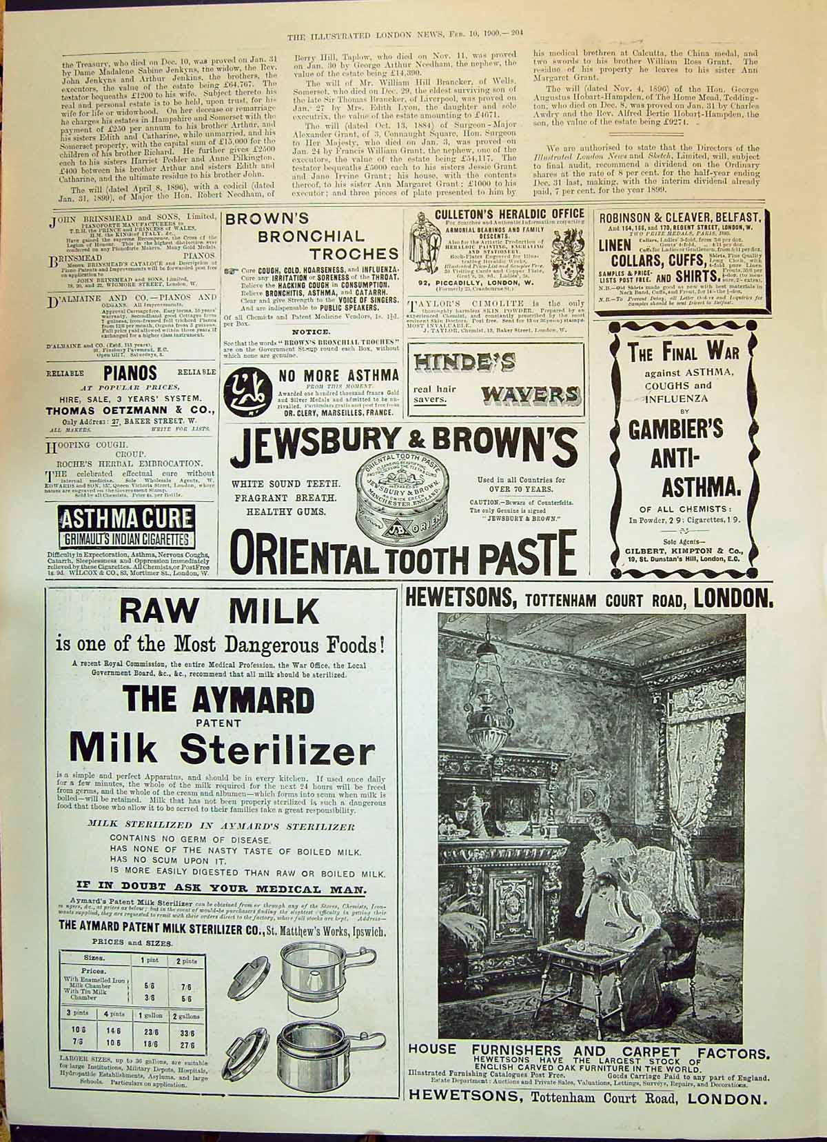 Antique Old Print 1900 Hewetsons Aymard Sterilizer Jewsbury Toothpaste Brown