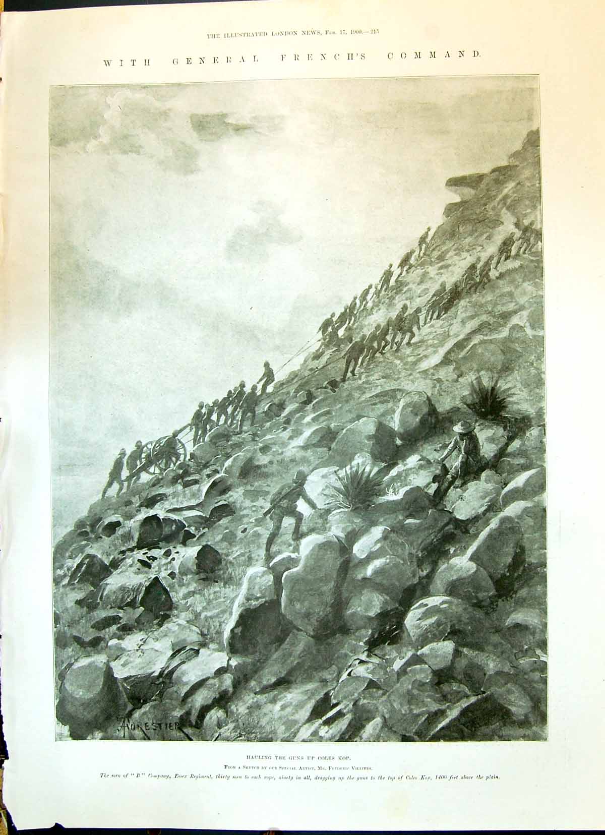 Old 1900 General French War Hauling Guns Coles Kop Marks Boer Scott D Victorian